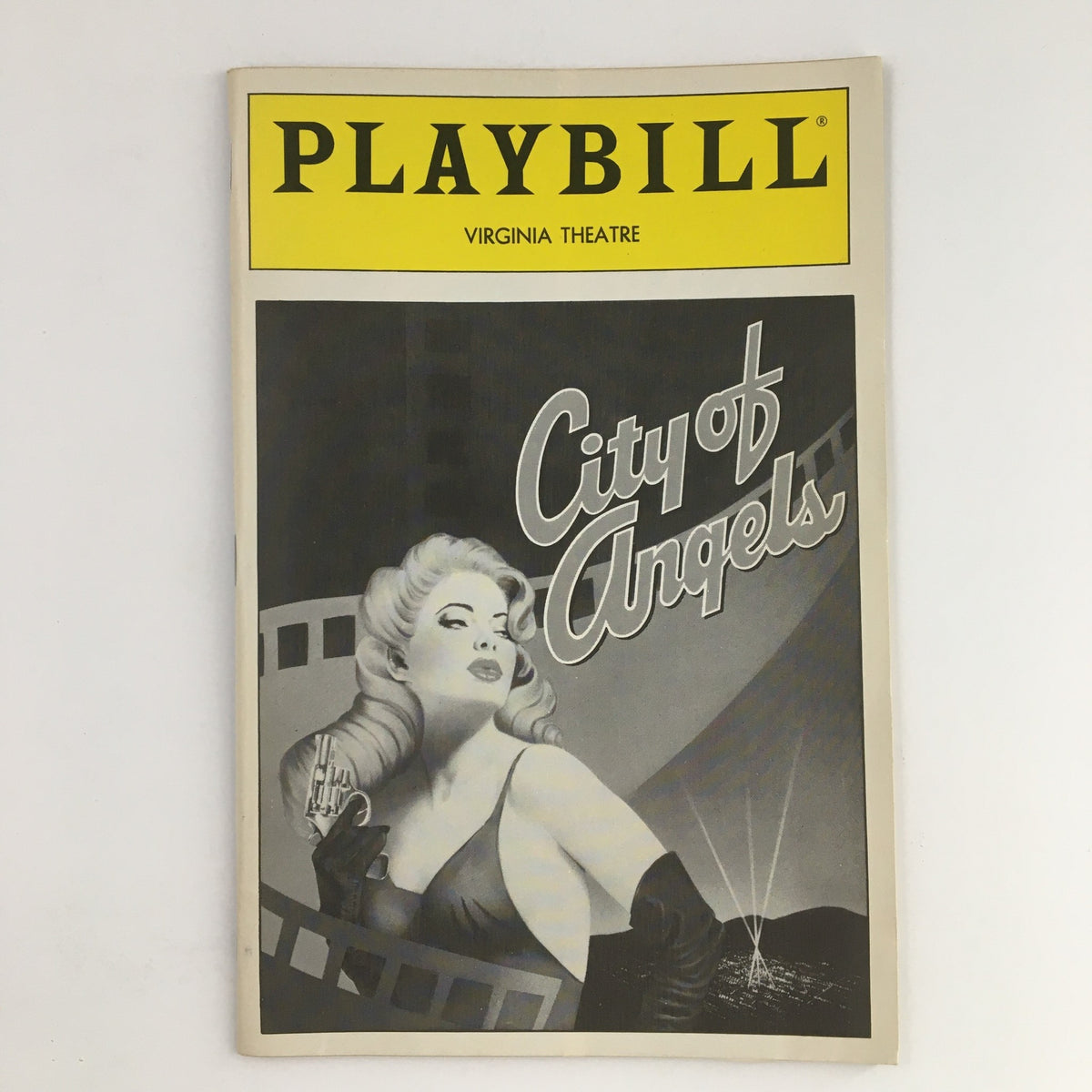 1990 Playbill for City of Angels at Virginia Theatre featuring a glamorous black and white cover illustration.