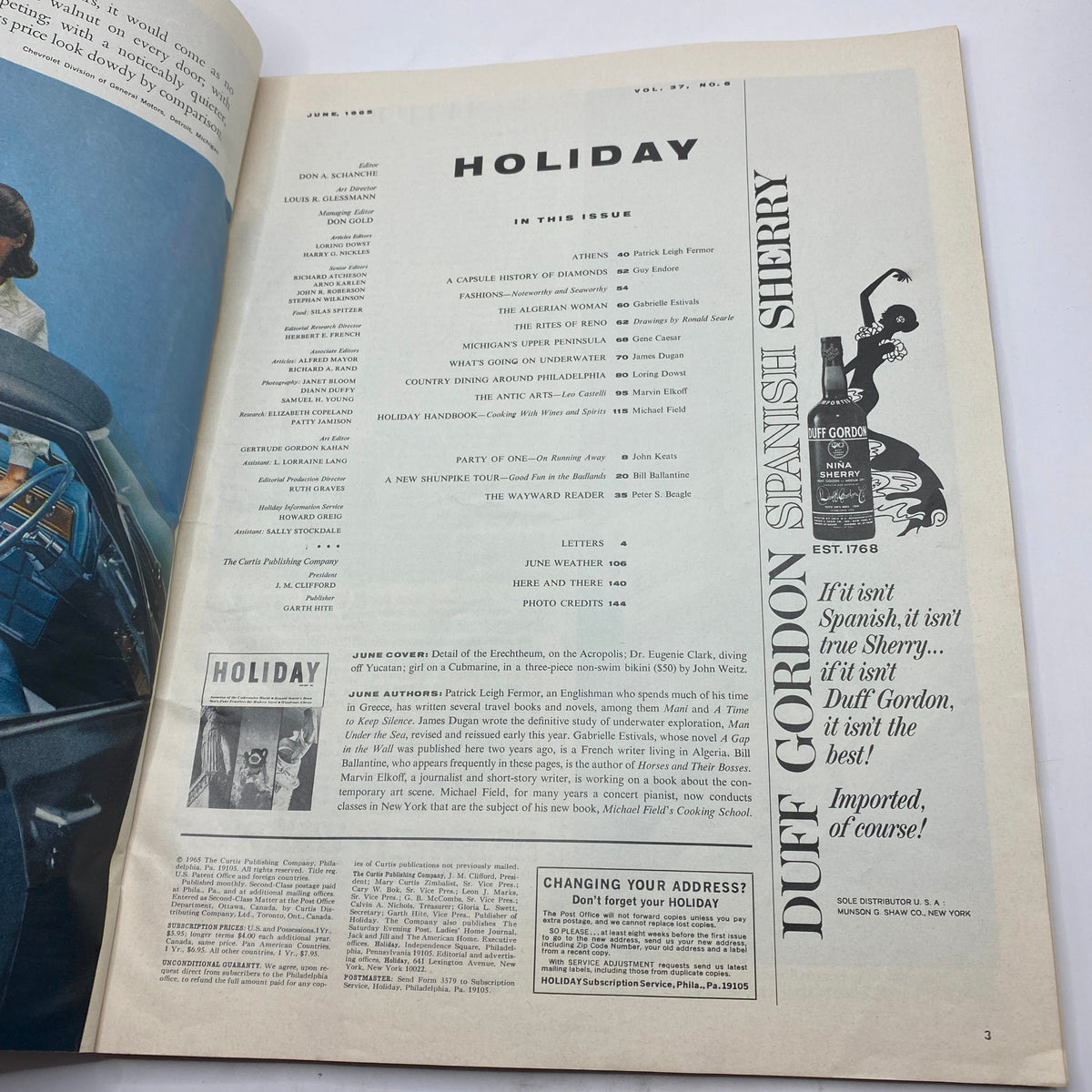 Vintage Holiday Magazine June 1965 Vol 37 No. 6 Detail of the Erechtheum No Label