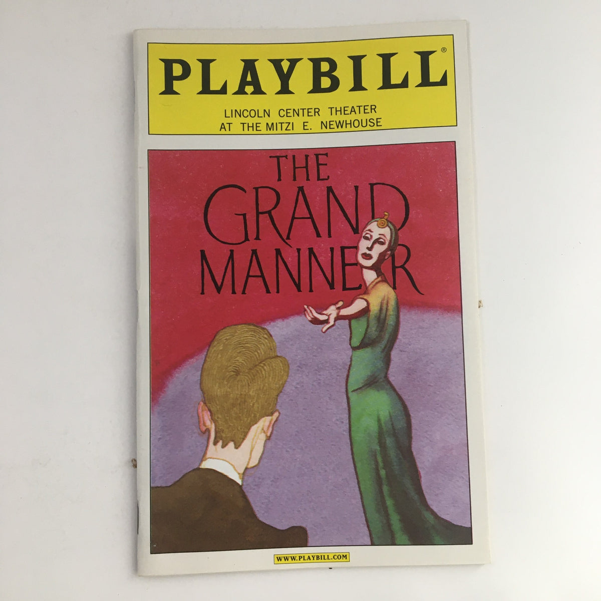 Cover of the 2010 Playbill Lincoln Center Theater Presents Andre Bishop in The Grand Manner, featuring an artistic illustration of a performer.