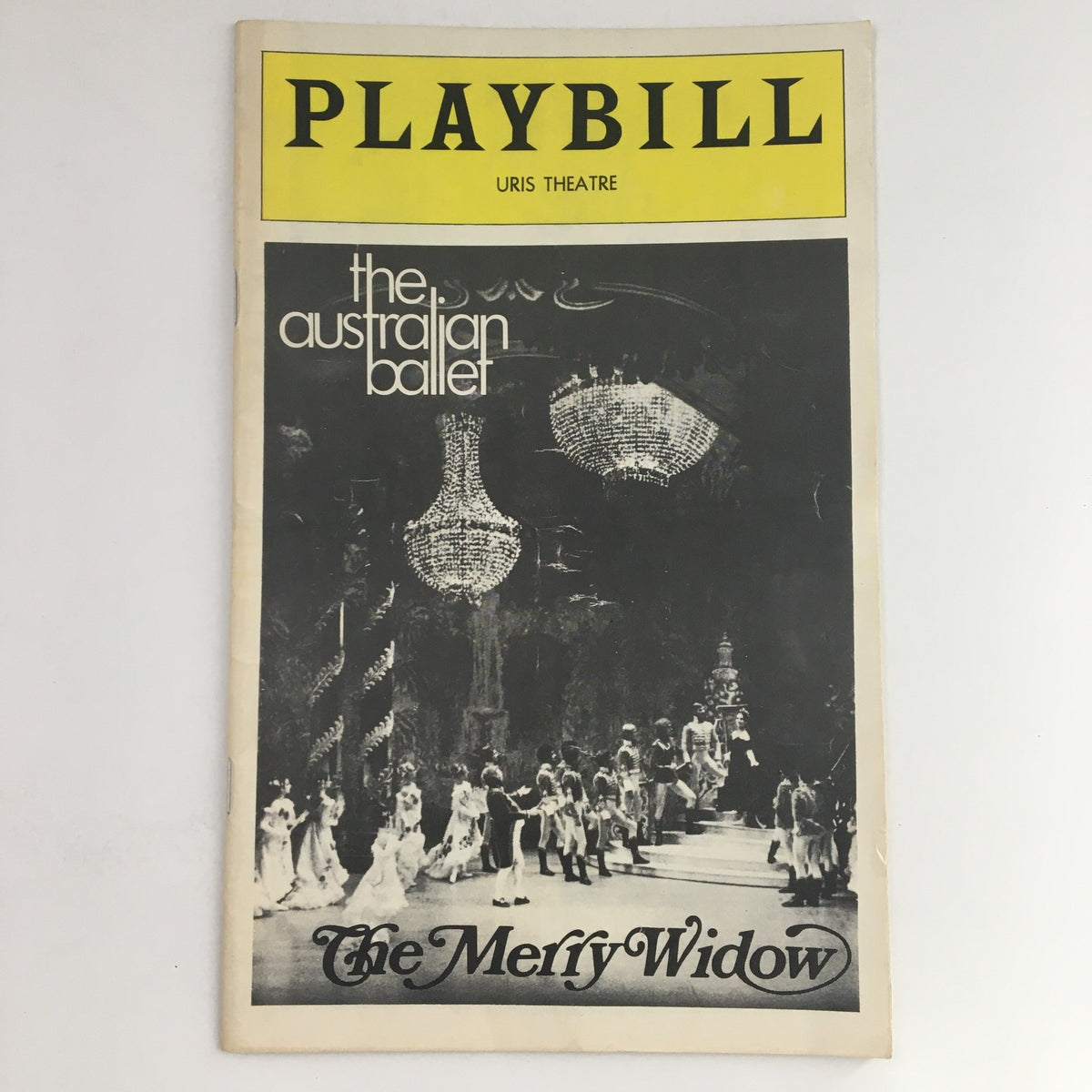 1976 Playbill Uris Theatre for The Australian Ballet's performance of The Merry Widow featuring distinctive cover artwork.