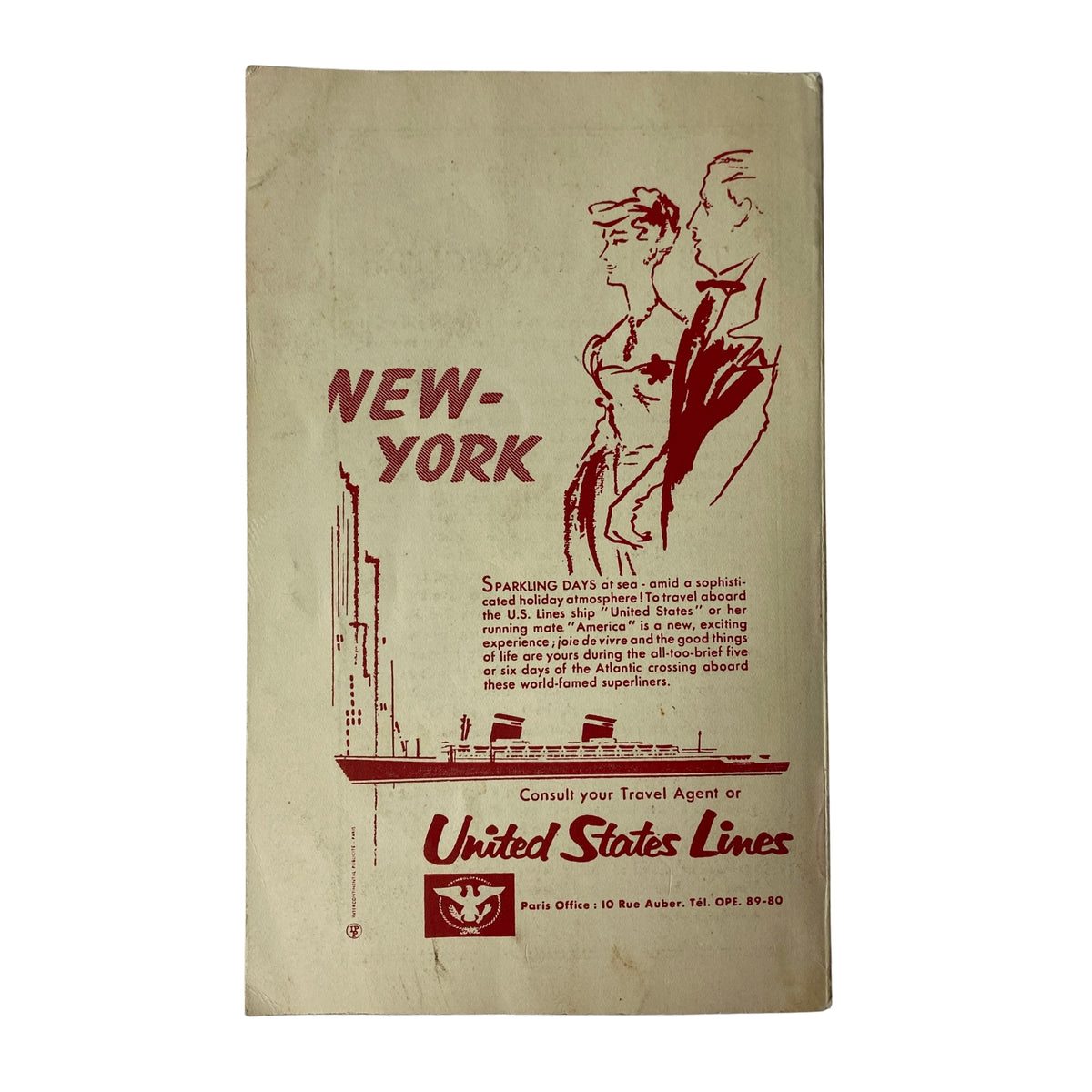 Back cover of The Paris Review Magazine Spring 1961 No. 25 featuring a travel advertisement for New York.