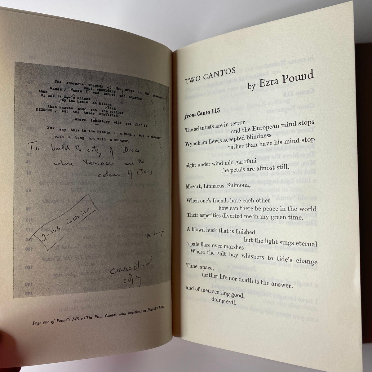Excerpt from Ezra Pound's Two Cantos,  from Canto 115, featured in The Paris Review Magazine, Summer-Fall 1962, No. 28, showcasing Pound's literary work.