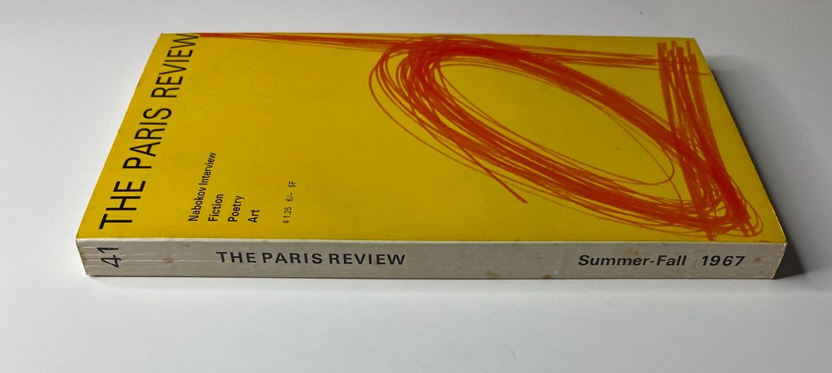 Cover of The Paris Review Magazine Summer-Fall 1967 No. 41 featuring bright yellow design with red artwork; includes the issue's highlights on fiction, poetry, and art.