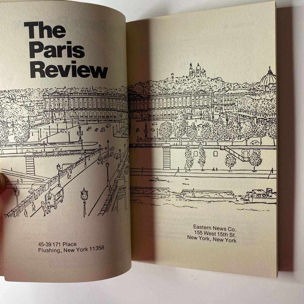 Interior page of The Paris Review Magazine Summer 1981 No. 80 featuring a line drawing of a cityscape with publication details. Includes information about the Eastern News Co.