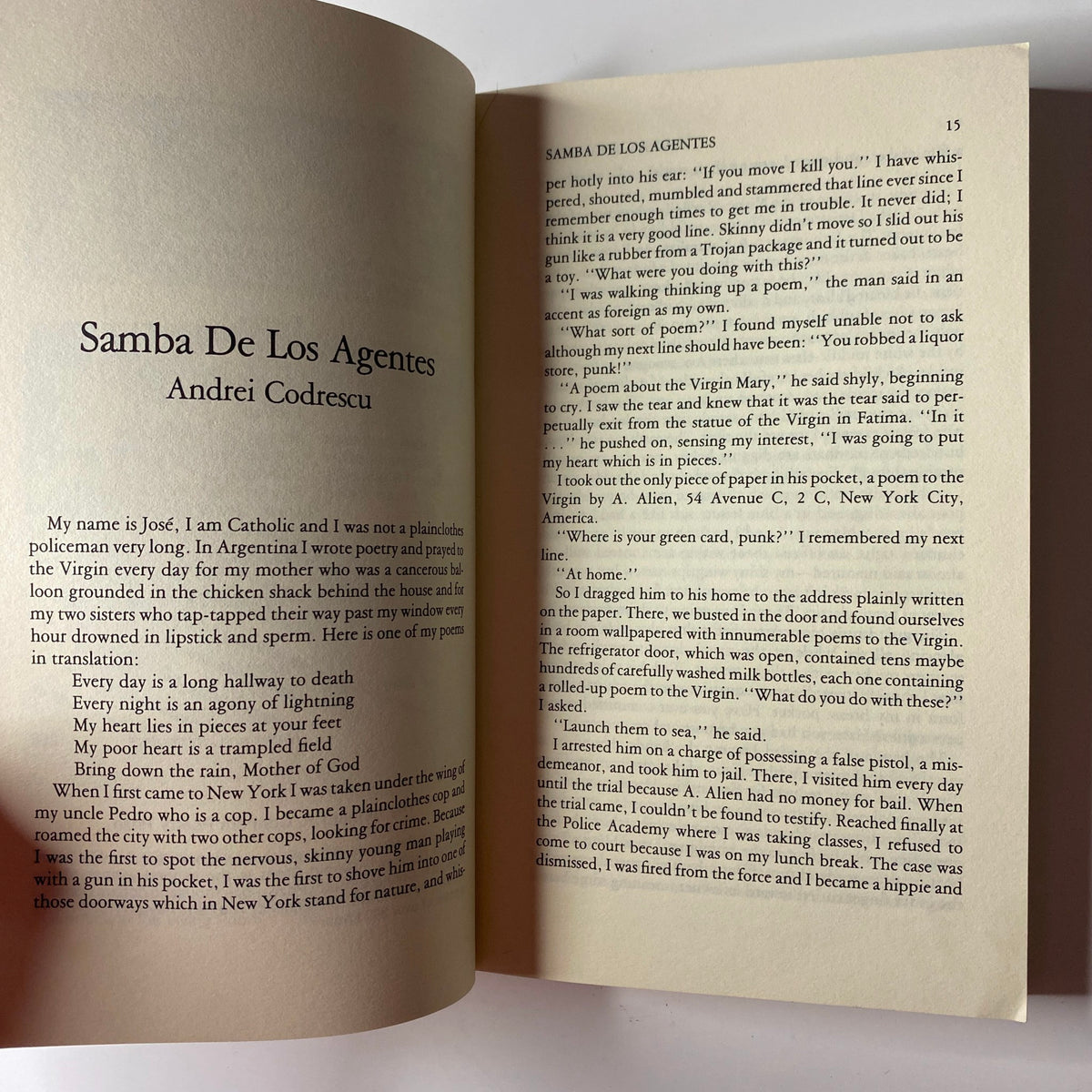 Page from The Paris Review Magazine Spring 1982, No. 83 featuring the story 'Samba De Los Agentes' by Andrei Codrescu.