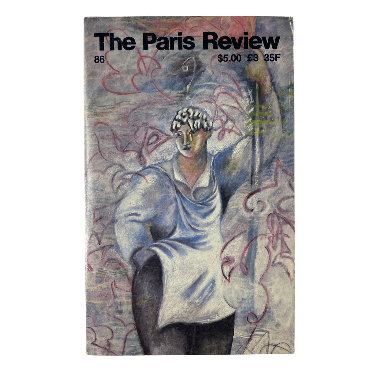 The Paris Review Magazine Spring 1982 No. 86 featuring a colorful cover artwork by Sandro Chia, showcasing a figure standing with a staff amidst abstract background designs.