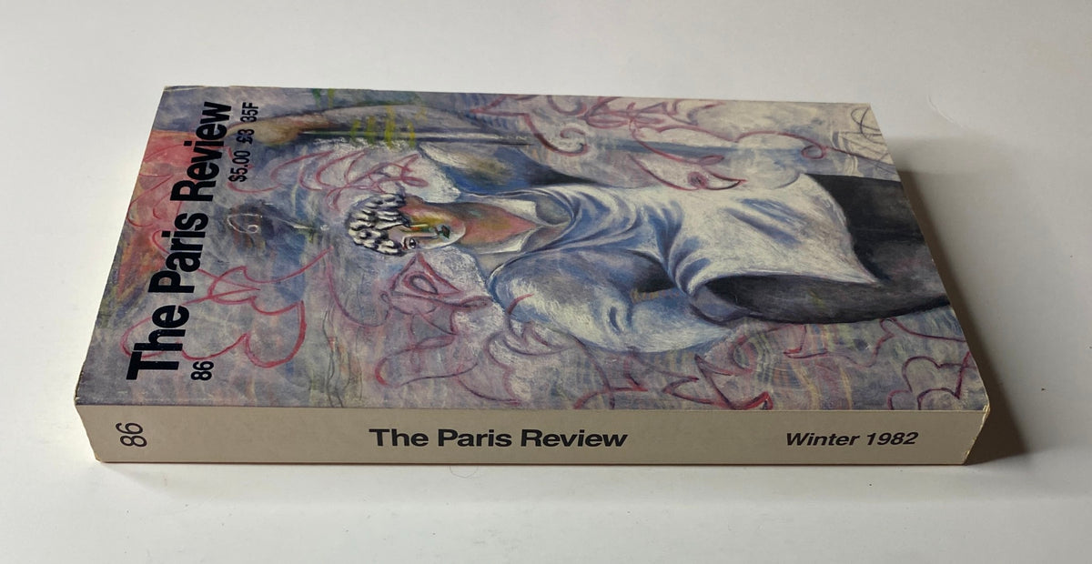Side view of The Paris Review Magazine Spring 1982 No. 86, displaying the artwork cover design and publication details including the price.