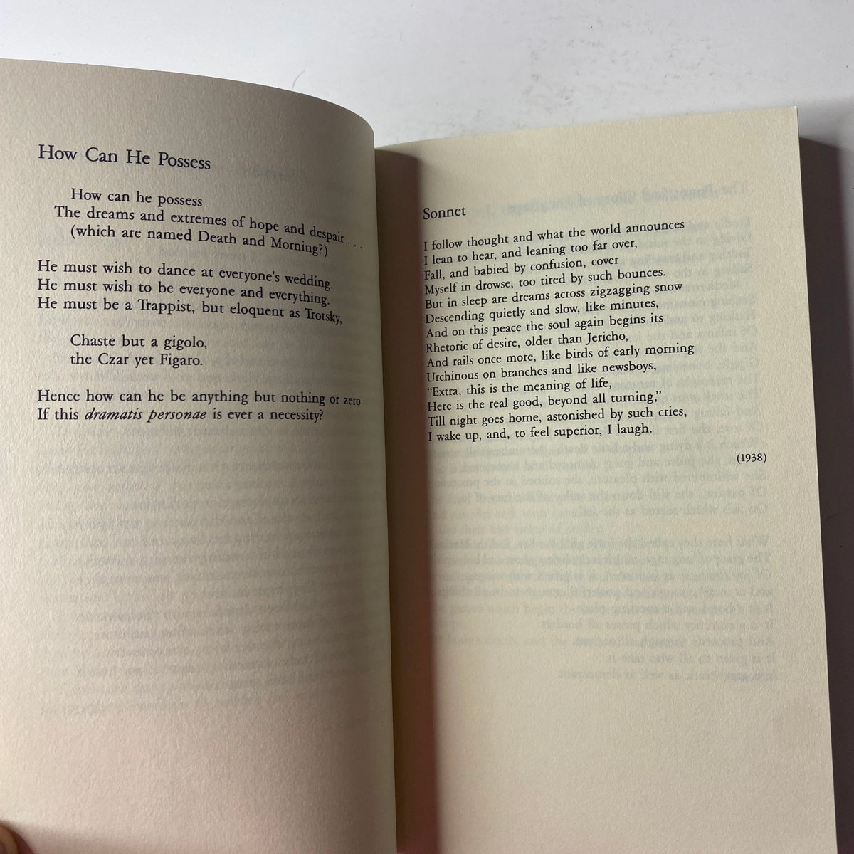 Inside pages of The Paris Review Magazine Winter 1986 No. 101, showcasing a sonnet titled 'How Can He Possess' reflecting themes of hope and despair.
