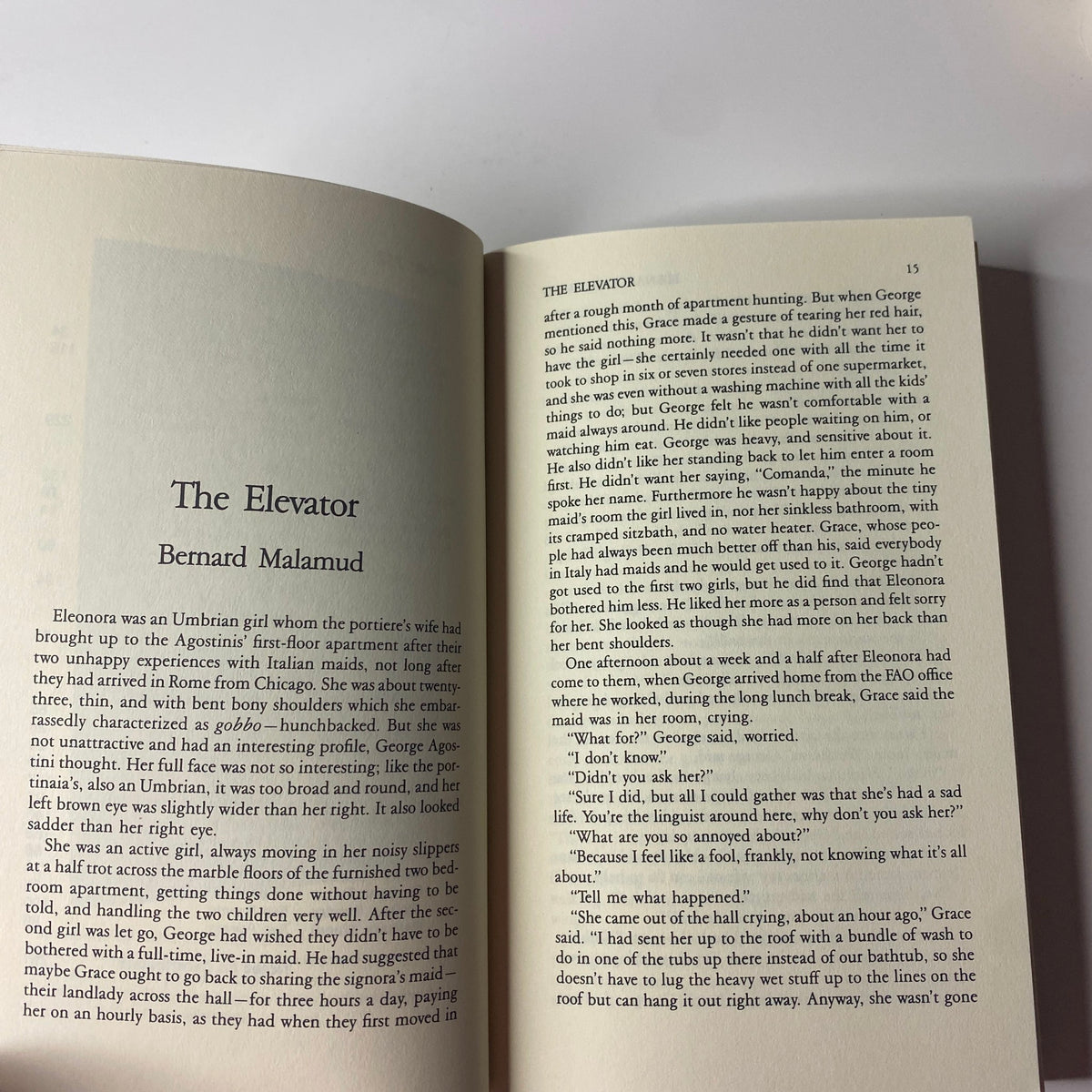 Page of The Paris Review Magazine Winter 1989 No. 112 showcasing the story 'The Elevator' by Bernard Malamud, highlighting the beginning of the narrative.