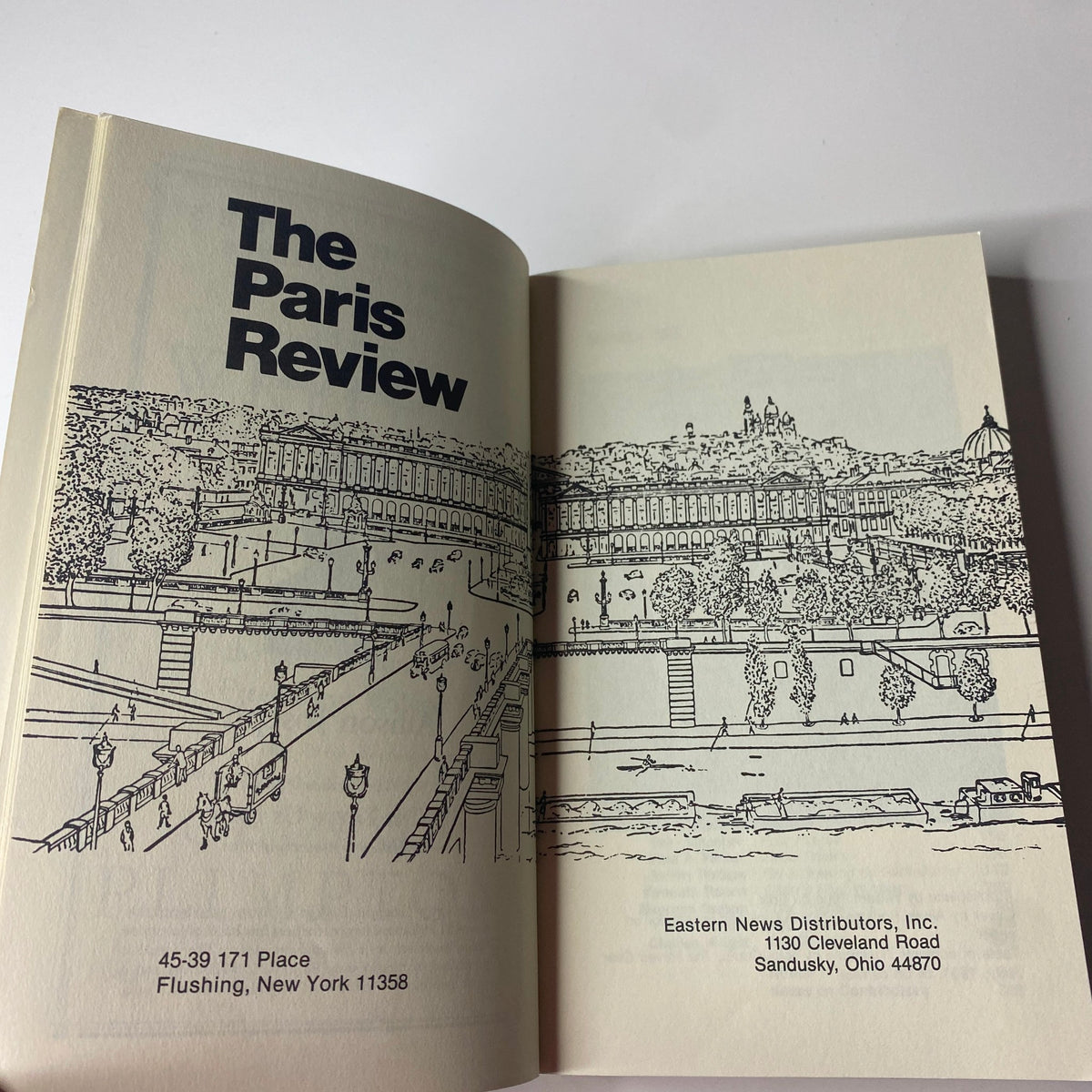 Inside page of The Paris Review Magazine Winter 1992 No. 125 featuring a scenic illustration of the Parisian landscape.