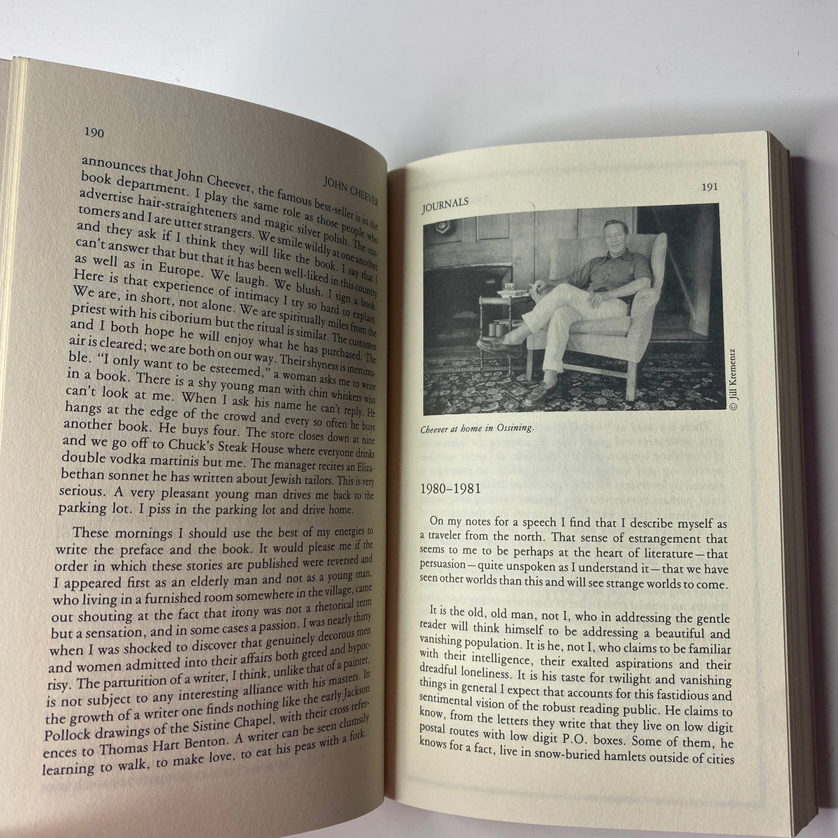 The Paris Review Magazine Fall 1993 No. 128 Don DeLillo – Open pages showing text and a photograph related to John Cheever's literary contributions.