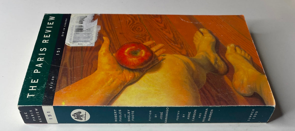 Side view of The Paris Review Magazine Summer 1999 No. 151 showcasing the title and a colorful cover design with an apple.