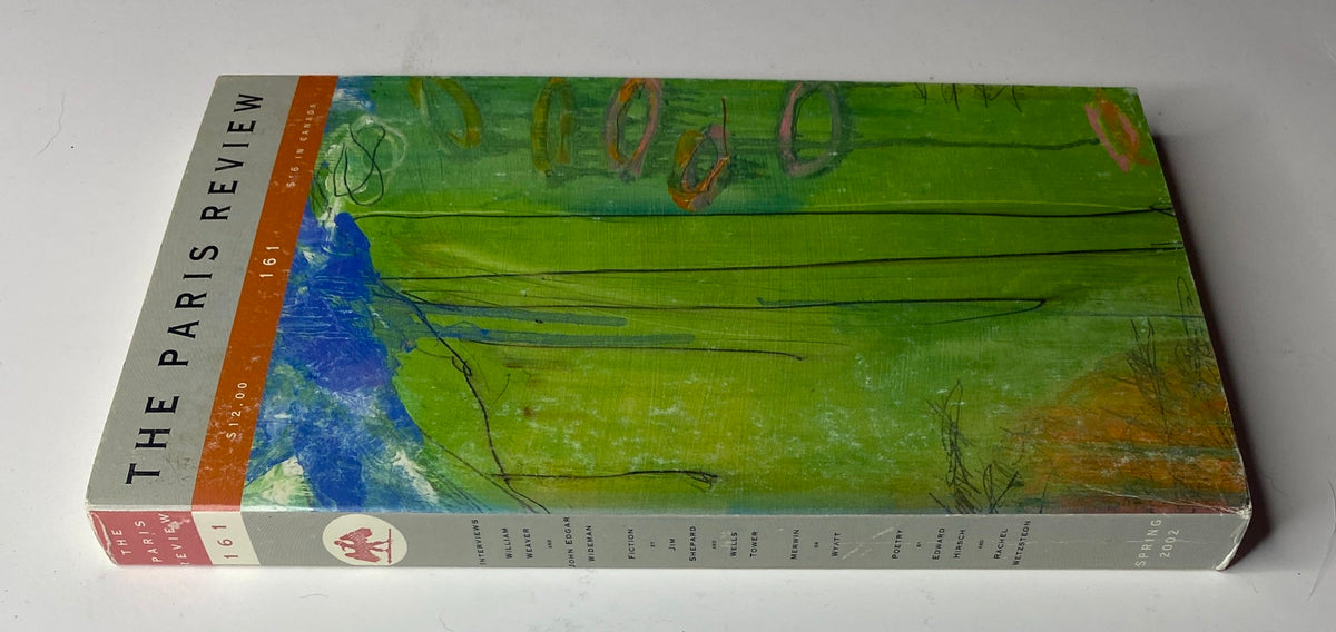 Side view of The Paris Review Magazine Spring 2002 No. 161 displaying its spine and colorful abstract design, published by Original Magazines.