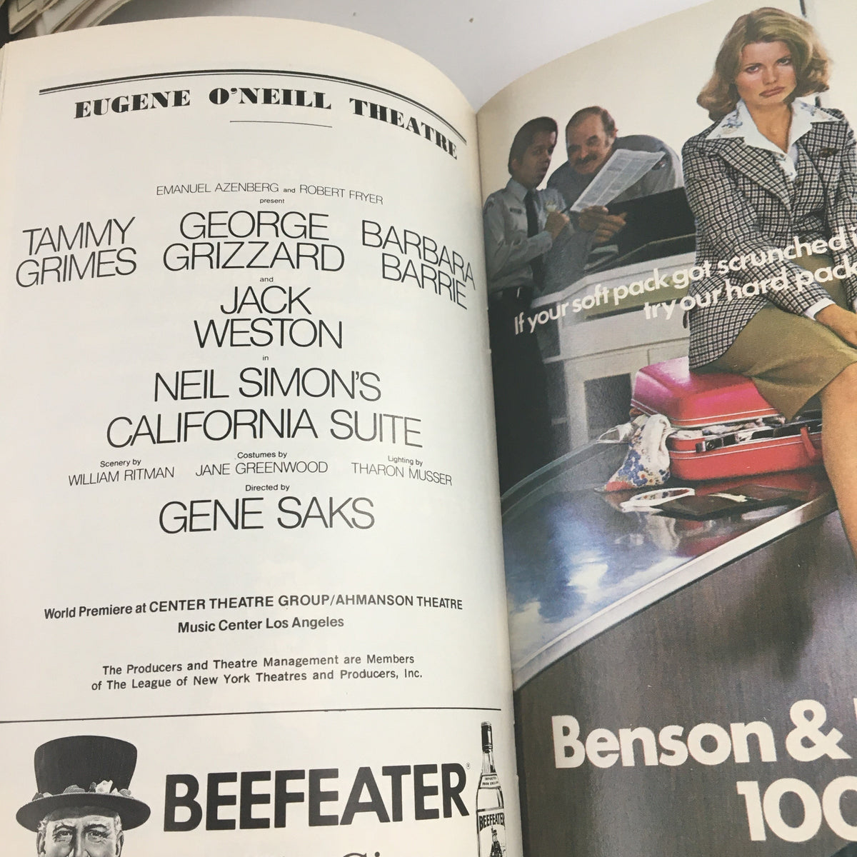 Cover page of the 1976 Playbill featuring Neil Simon's California Suite, presented at the Eugene O'Neill Theatre, highlighting the show's title and creative team.