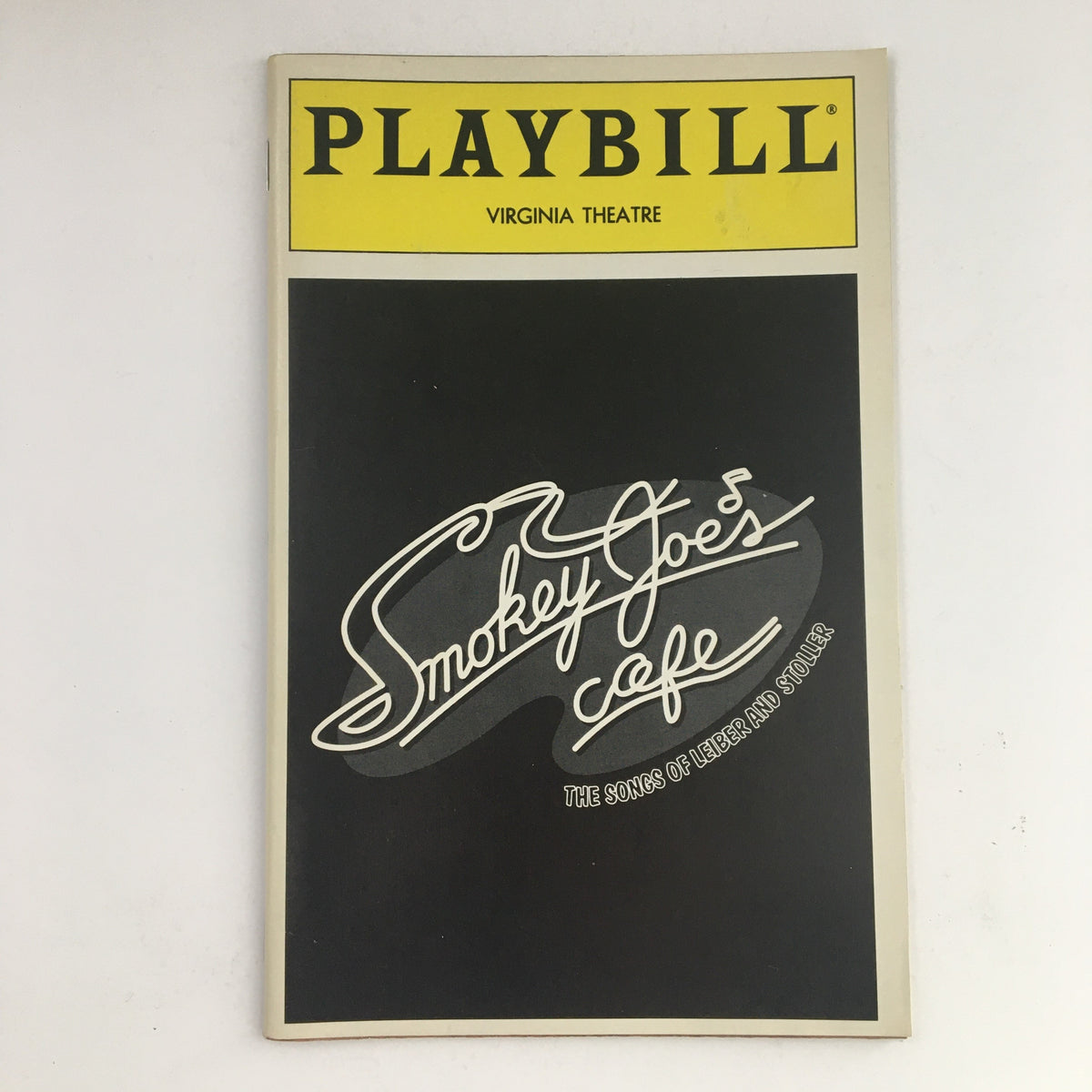 1995 Playbill for Smokey Joe's Cafe at Virginia Theatre featuring The Songs of Leiber & Stoller, showcasing a nostalgic cover design.