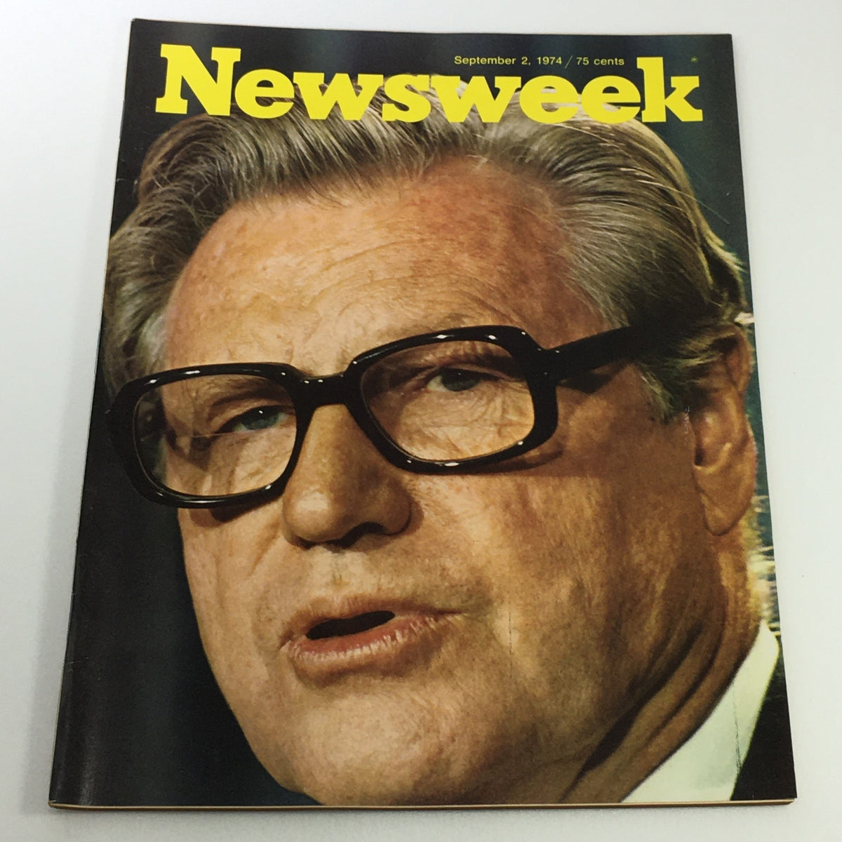 VTG Newsweek Magazine September 2 1974 featuring a close-up of Nelson Rockefeller, showcasing the cover design with the title 'Newsweek' and publication date.