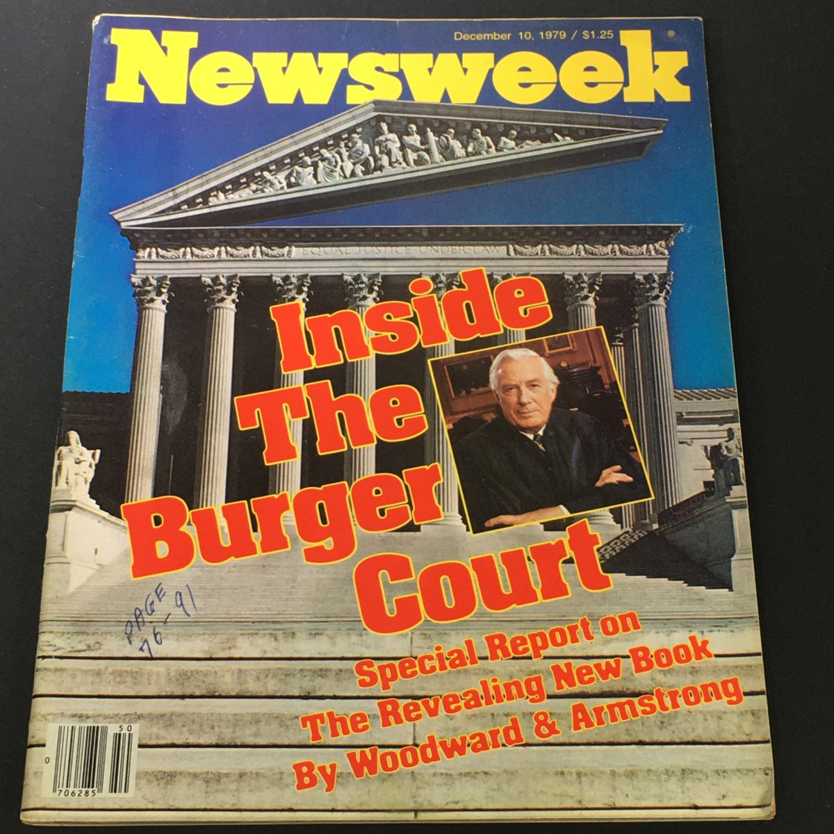 VTG Newsweek Magazine December 10 1979 cover featuring the headline 'Inside The Burger Court' and an image of a Supreme Court justice.