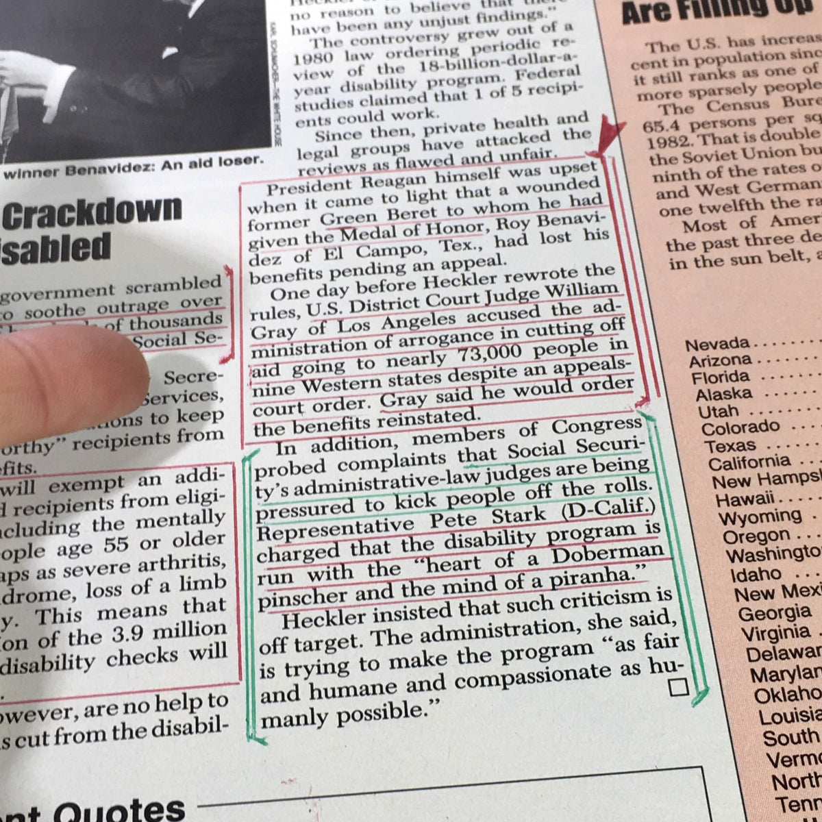 Interior page of US News & World Report, June 20, 1983, discussing social security issues, relevant to the article 'VTG US News & World Report June 20 1983 - Pope John Paul II Visits Poland'.