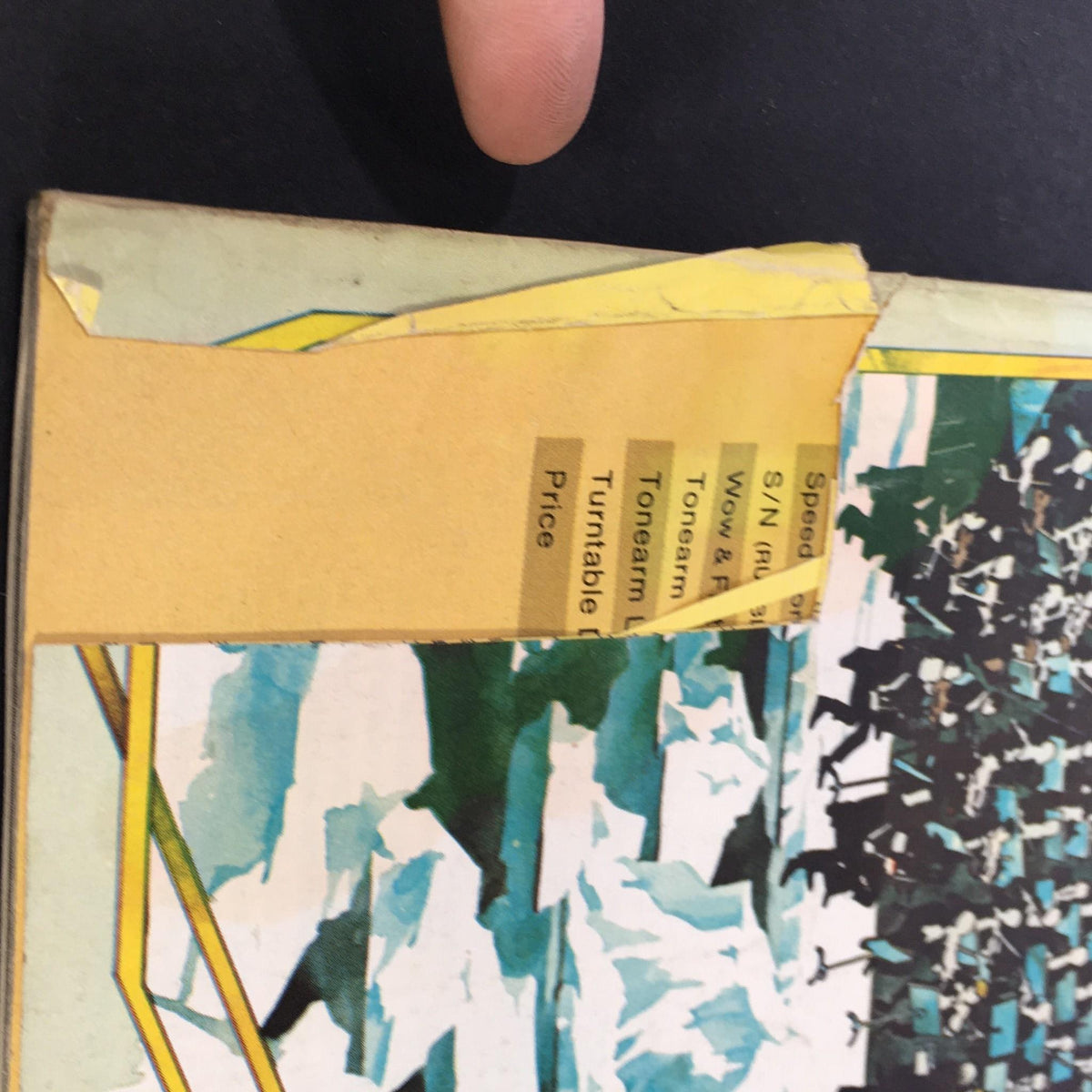 Detailed view of the vintage Stereo Review Music Magazine from June 1975, showcasing the corner with noticeable wear and a unique address label, highlighting the magazine's collectible nature.