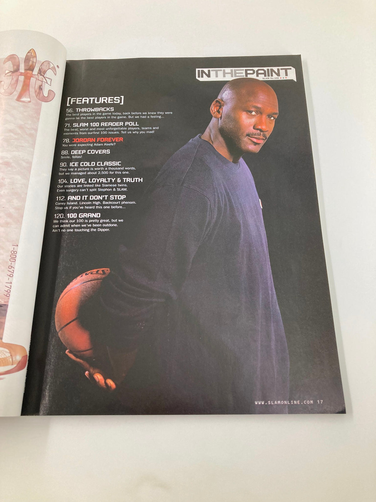 Interior page of Slam Magazine August 2006 #100 showcasing a feature on Michael Jordan, emphasizing his enduring impact on the sport.