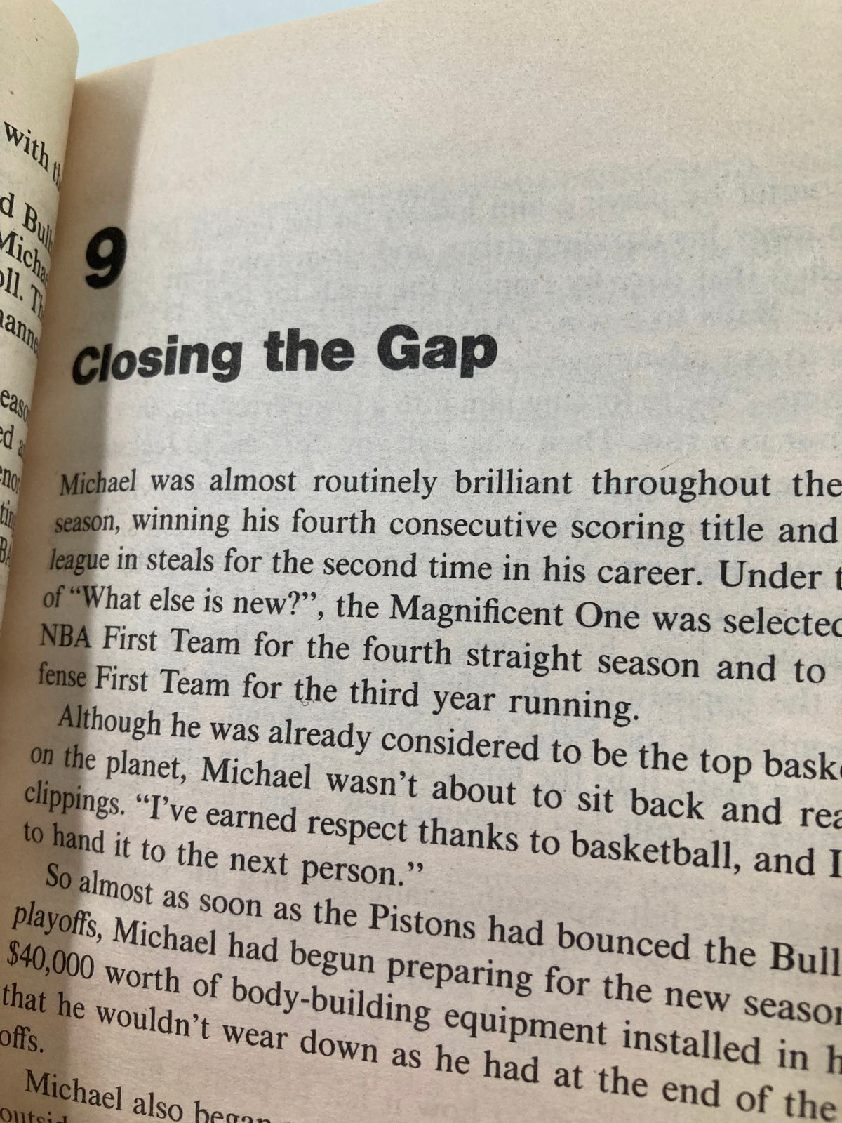 Page 9 of '1991 Superstars Michael Jordan and Magic Johnson by Richard J. Brenner', highlighting Michael Jordan's achievements and impact in the NBA.