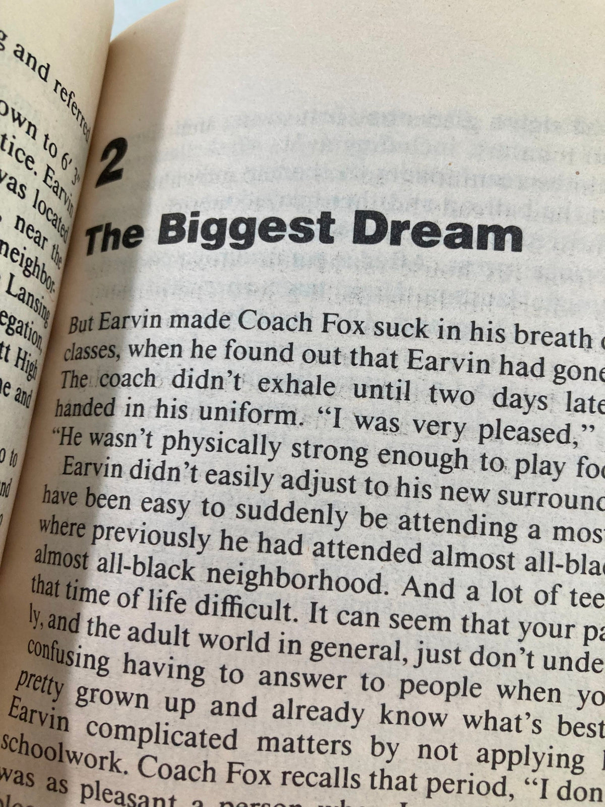 Excerpt from the book '1991 Superstars Michael Jordan and Magic Johnson by Richard J. Brenner' featuring the chapter titled 'The Biggest Dream', discussing Earvin's basketball journey.