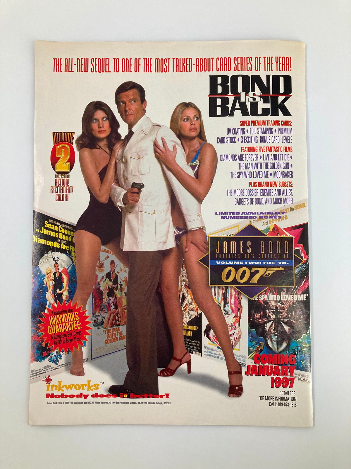 Entertainment Cards Price Guide November 8 1996 featuring the cover of another collectible card issue, 'Bond is Back', emphasizing the intersection of sports memorabilia and pop culture collectibles.