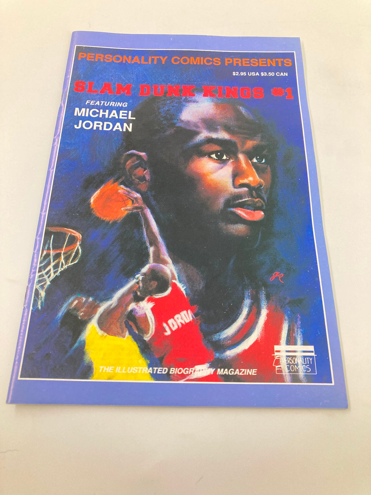 Alternative view of the Personality Comics Presents March 1992 Slam Dunk King #1 cover featuring Michael Jordan, highlighting the vibrant artwork and bold title.