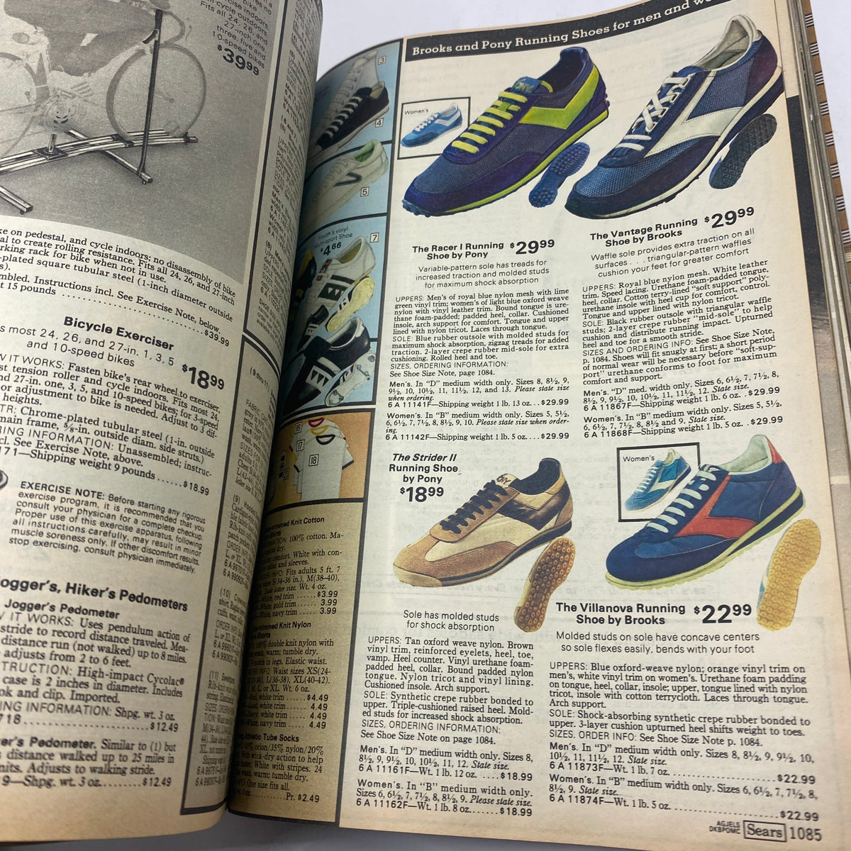 1979 Sears Spring Summer Where America Shops Catalog featuring various running shoes for men and women, highlighting designs and prices for athletic footwear.