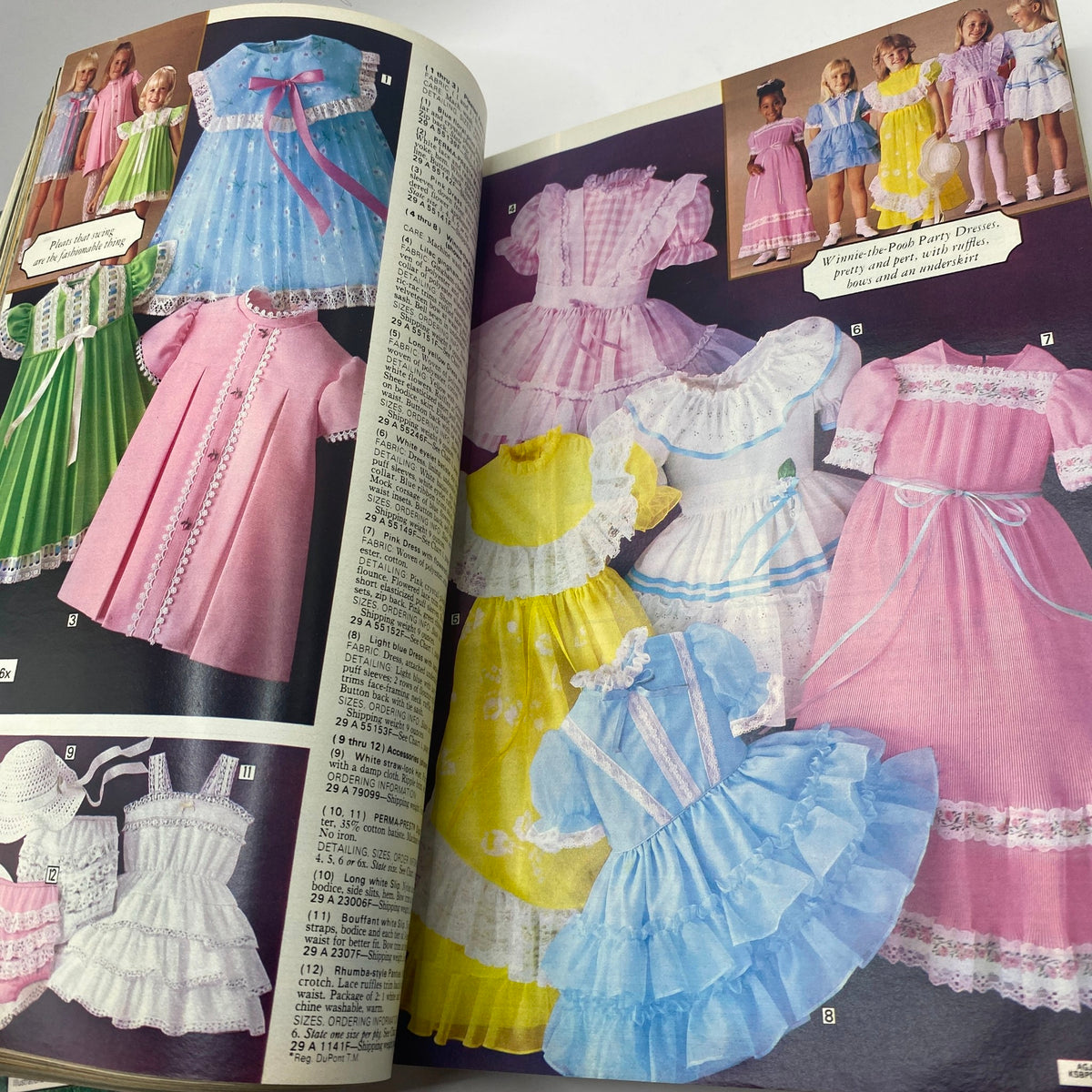 1979 Sears Spring Summer Where America Shops Catalog displaying a variety of children's dresses, showcasing vibrant colors and intricate lace detailing.