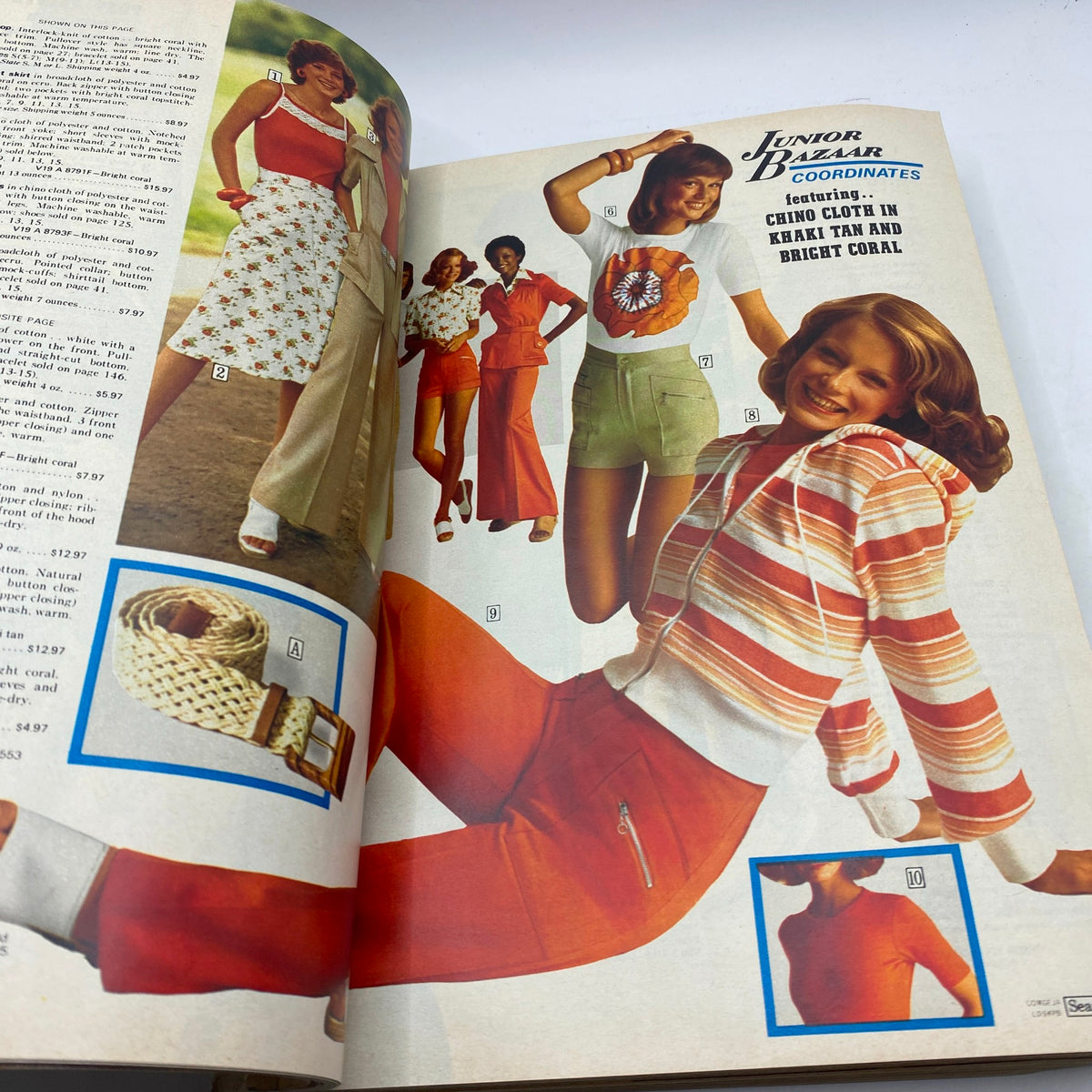 Interior page of the 1975 Sears Spring Summer Toughskins Bib Overall, Jacket Jeans Catalog displaying a range of colorful summer outfits for women.