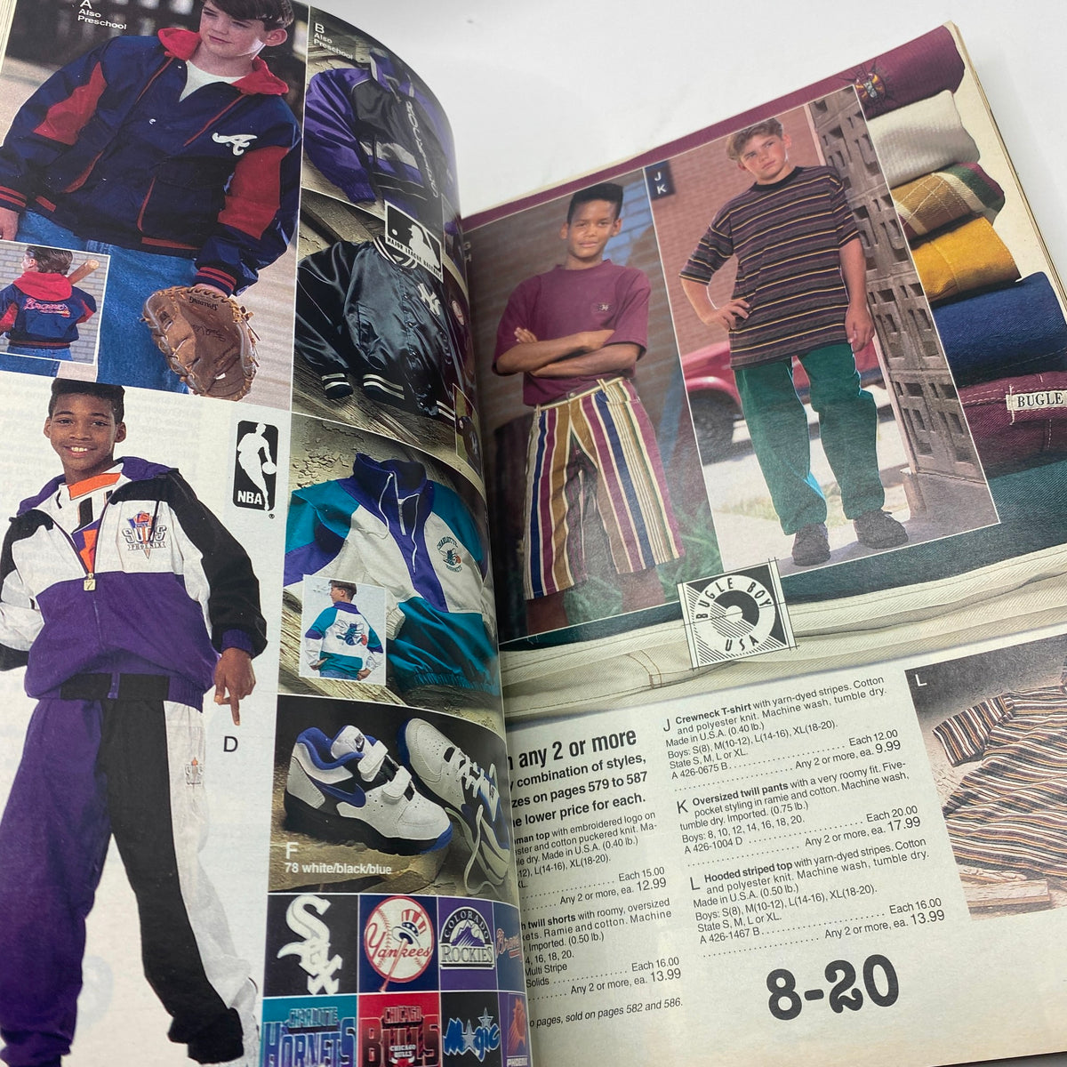 1994 JCPenney Spring and Summer Catalog presenting assorted boys' activewear, including jackets and pants, along with promotional offers.