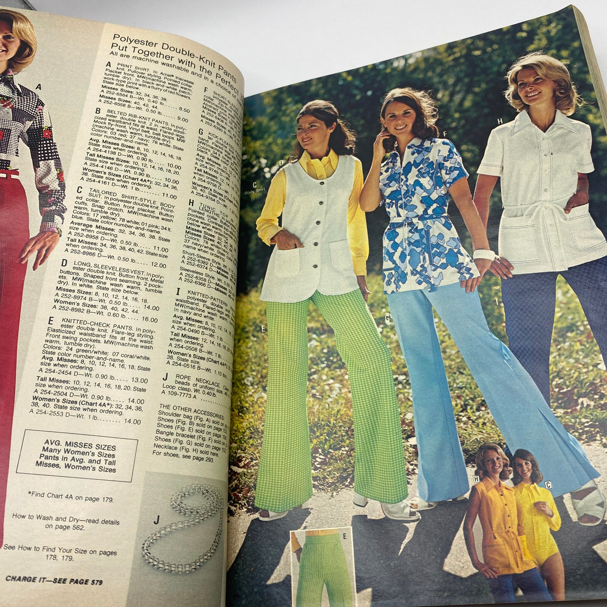 Interior page from the 1974 JCPenney Spring and Summer Catalog showing multiple models in colorful outfits, reflecting the fun fashion trends of the 1970s.