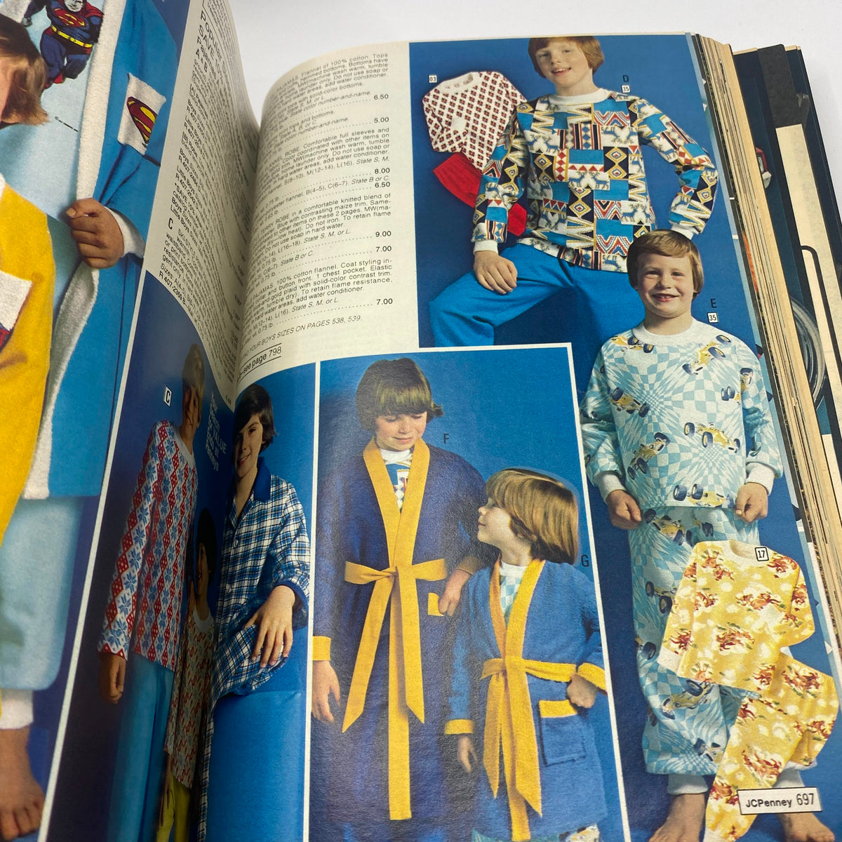 1977 JCPenney Fall and Winter Catalog showing children in colorful loungewear and pajamas featuring playful patterns.