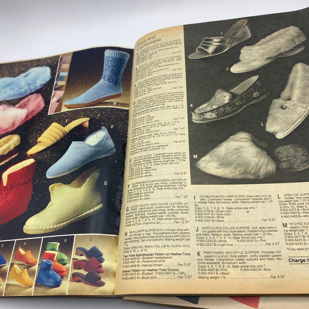 Inside page of the 1979 JCPenney Fall and Winter Softened Dressing Catalog showcasing footwear options including slippers and boots.
