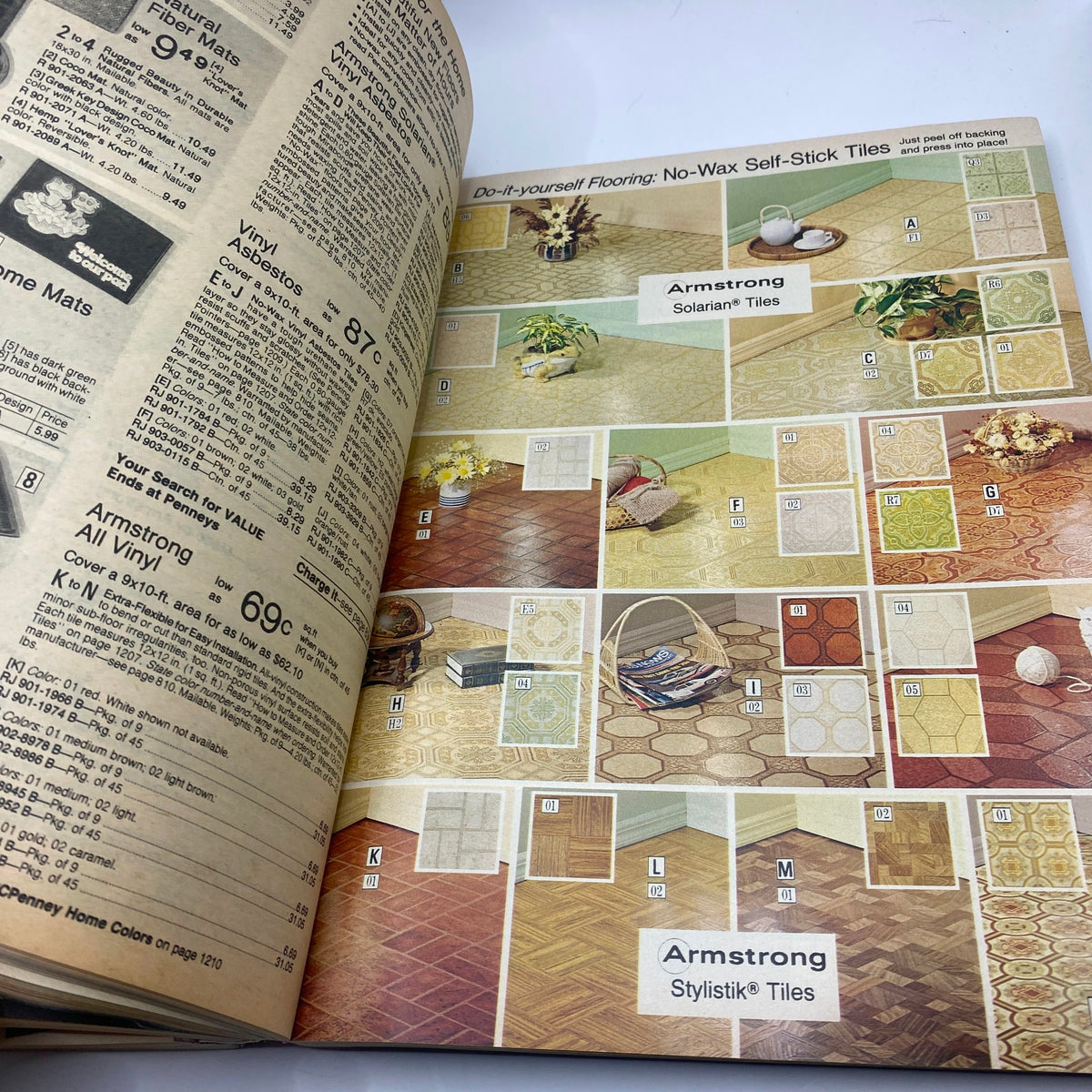 1979 JCPenney Fall and Winter Softened Dressing Catalog showcasing various Armstrong do-it-yourself flooring options including no-wax self-stick tiles.