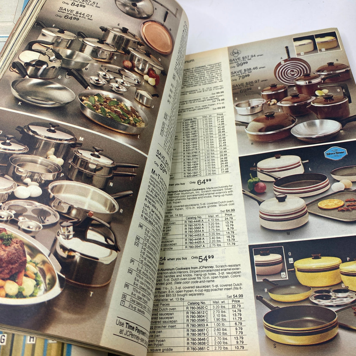 1979 JCPenney Fall and Winter Softened Dressing Catalog displaying a collection of kitchen cookware sets, highlighting styles and prices for various cooking items.