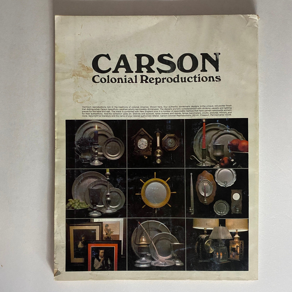 Cover of VTG House Beautiful Magazine Spring - Summer 1976 featuring Colonial Homes Ideas and advertisements for Carson Colonial Reproductions, showcasing various antique-inspired home decor items.