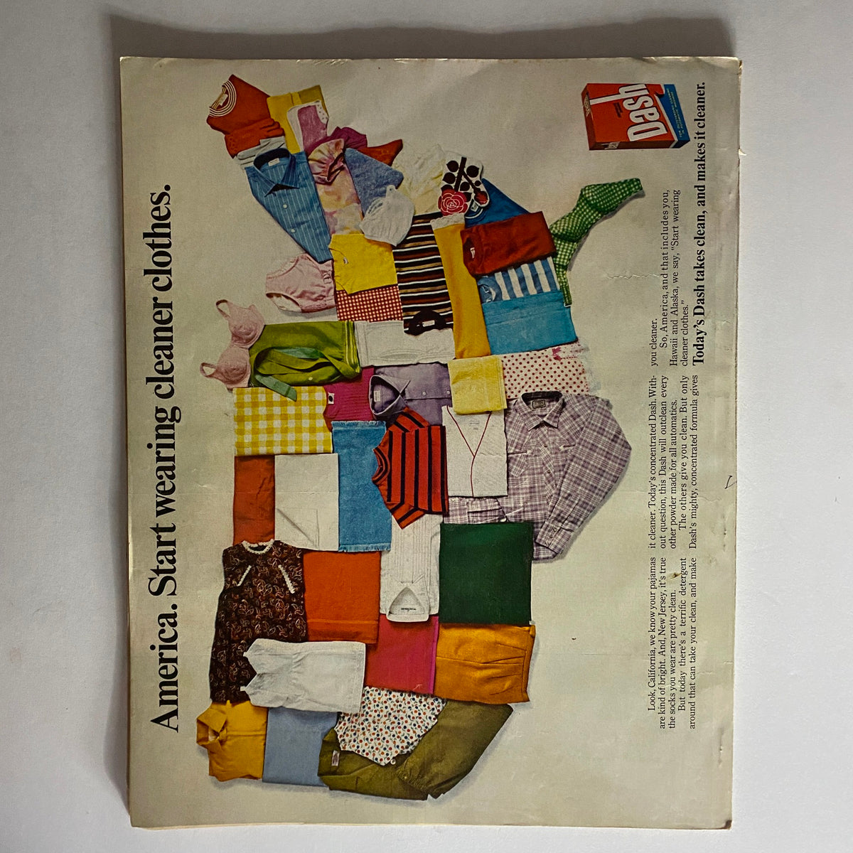 VTG American Home Magazine November 1967 displaying a creative advertisement for Dash detergent featuring a colorful arrangement of clothing items.