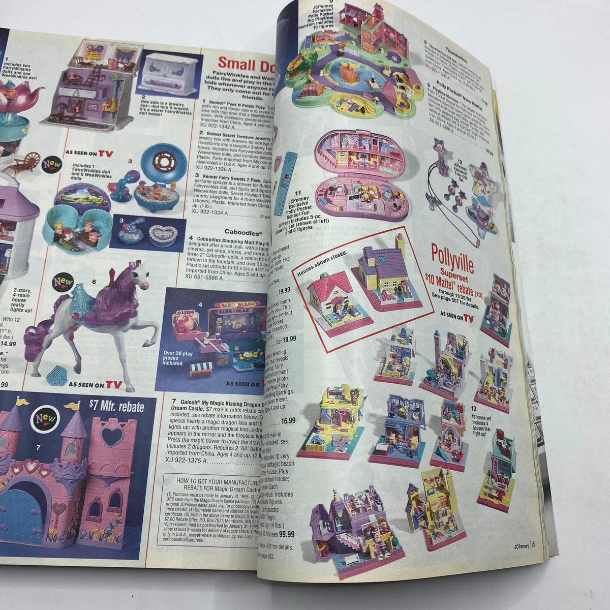 1994 JCPenney Christmas Gifts Under $30 Catalog page featuring small dollhouses and playsets showcasing vibrant miniature homes for imaginative play.