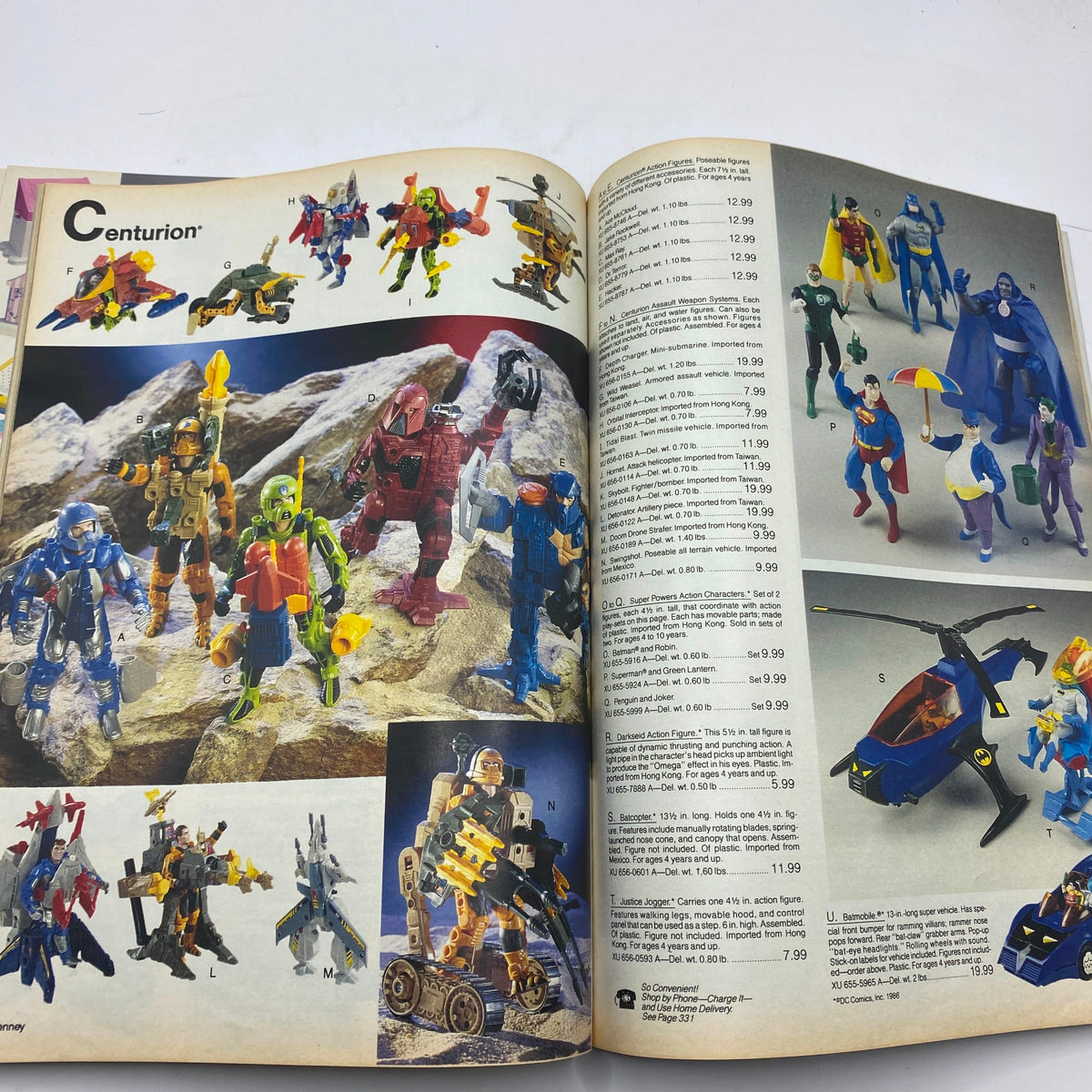 1986 JCPenney Christmas NFL for The Kids Catalog featuring Centurion action figures, depicting a variety of characters and vehicles, ideal for kids and collectors alike.