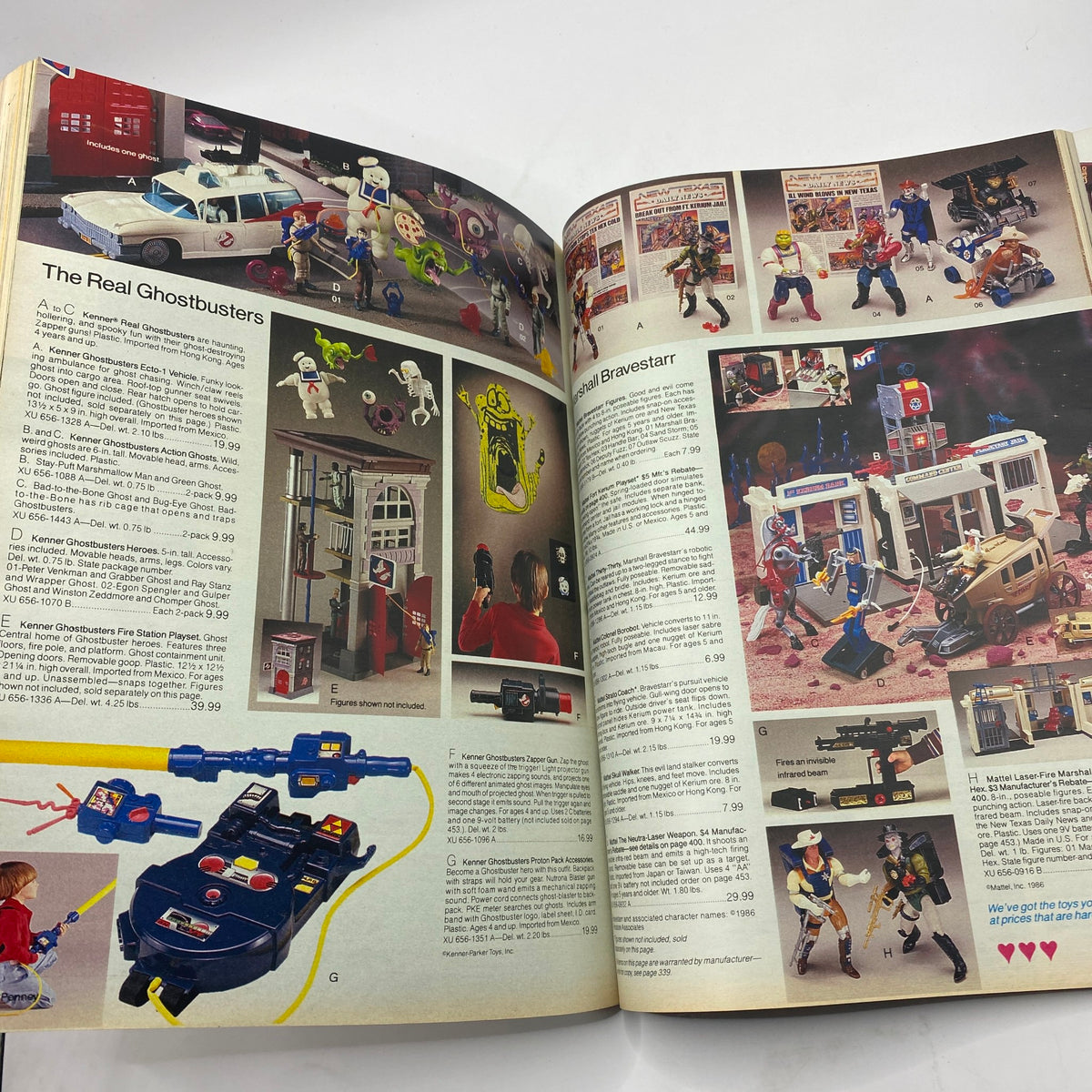 Page from the 1987 JCPenney Christmas Sophisticated Shimmer Catalog highlighting toys from The Real Ghostbusters and other classic action figures, perfect for nostalgic holiday gift shopping.
