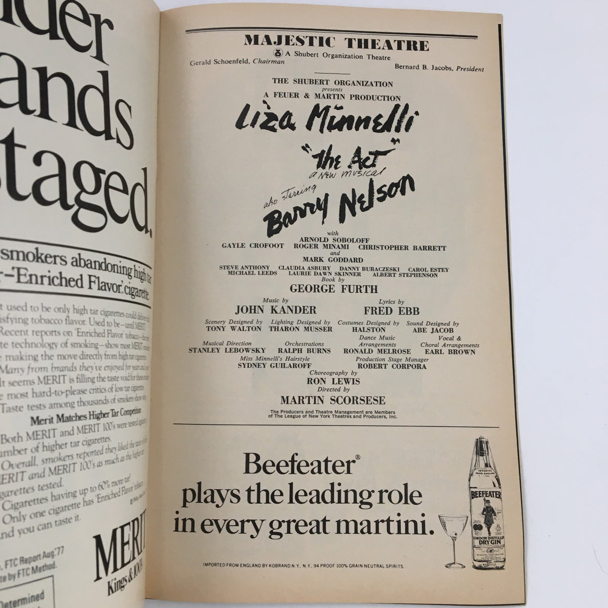 1978 Playbill for The Act Musical featuring an autograph section with signatures from Liza Minnelli and cast members, along with a page dedicated to the show details.