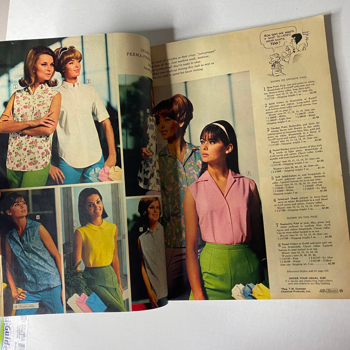 1967 Sears Summer Catalog featuring a colorful image of women in casual summer blouses and tops, reflecting the youthful styles and vibrant colors of the late 1960s.
