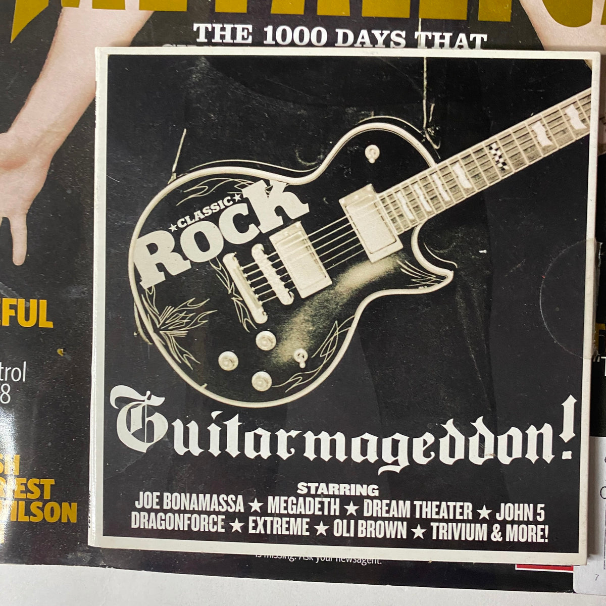 Classic Rock Magazine October 2008 cover CD featuring GuitarMageddon with tracks from Joe Bonamassa, Megadeth, Dream Theater, and more.
