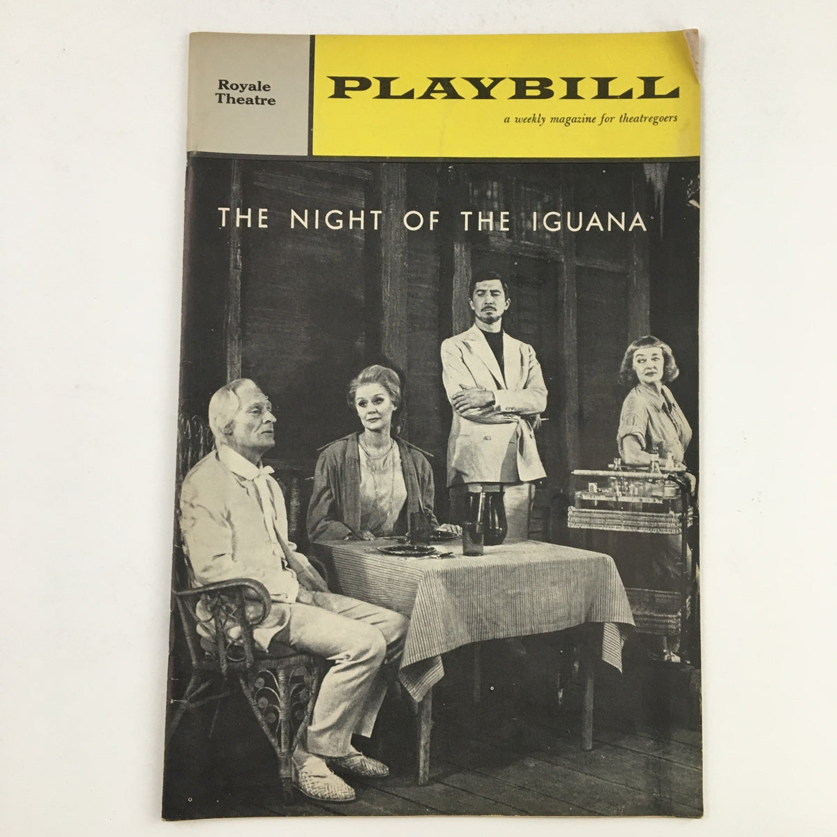 1962 Playbill for The Night of the Iguana featuring the main cast and a vintage design from the Royale Theatre.