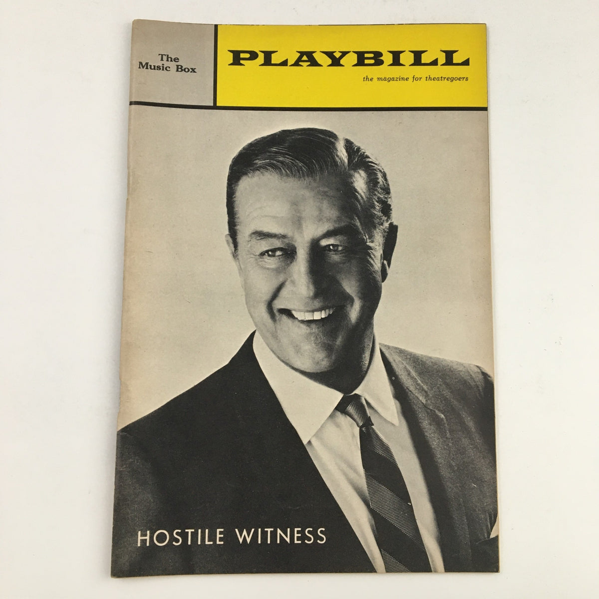 1966 Playbill featuring Ray Milland in Hostile Witness, showcasing the front cover design with a vintage photo of Ray Milland.