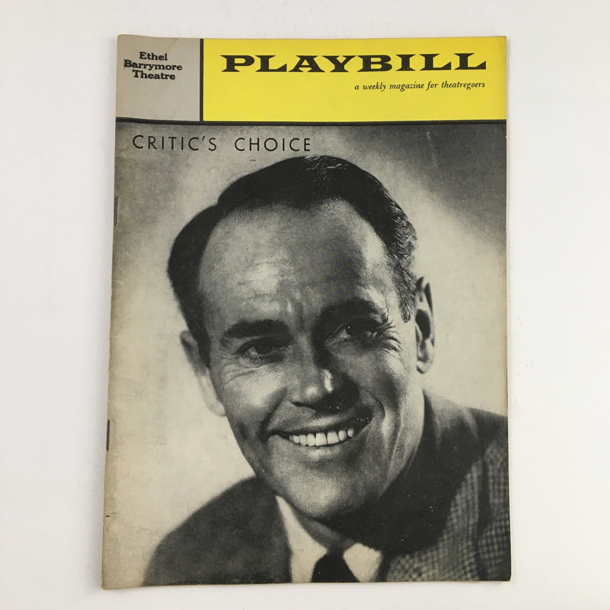 1960 Playbill for Ethel Barrymore Theatre production of Critic's Choice featuring a smiling male actor on the cover.