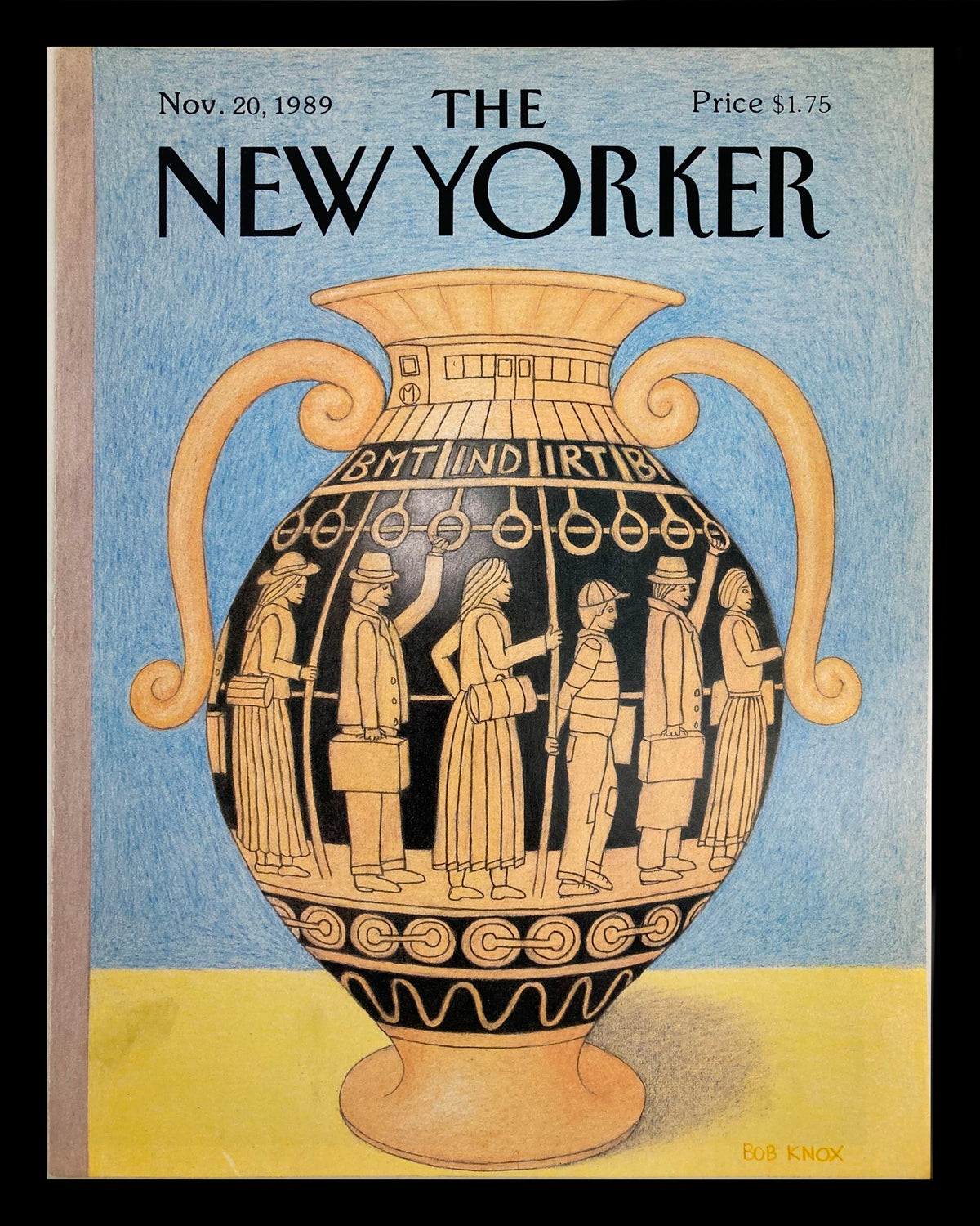 COVER ONLY The New Yorker November 20 1989 showcasing an artistic illustration of an Egyptian Canopic Jar by Bob Knox, featuring vibrant colors and detailed imagery.
