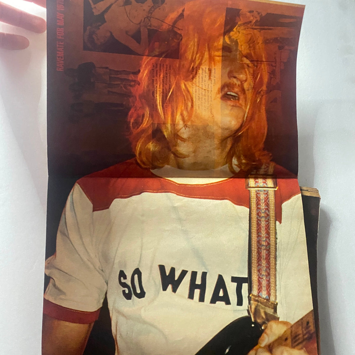 Vintage Circus Magazine May 1975 No. 109 featuring Steve Marriott poster. The image showcases a colorful and artistic representation of Steve Marriott wearing a shirt with the phrase 'SO WHAT'. This collectible magazine captures the essence of the 1970s music scene, ideal for vintage enthusiasts.